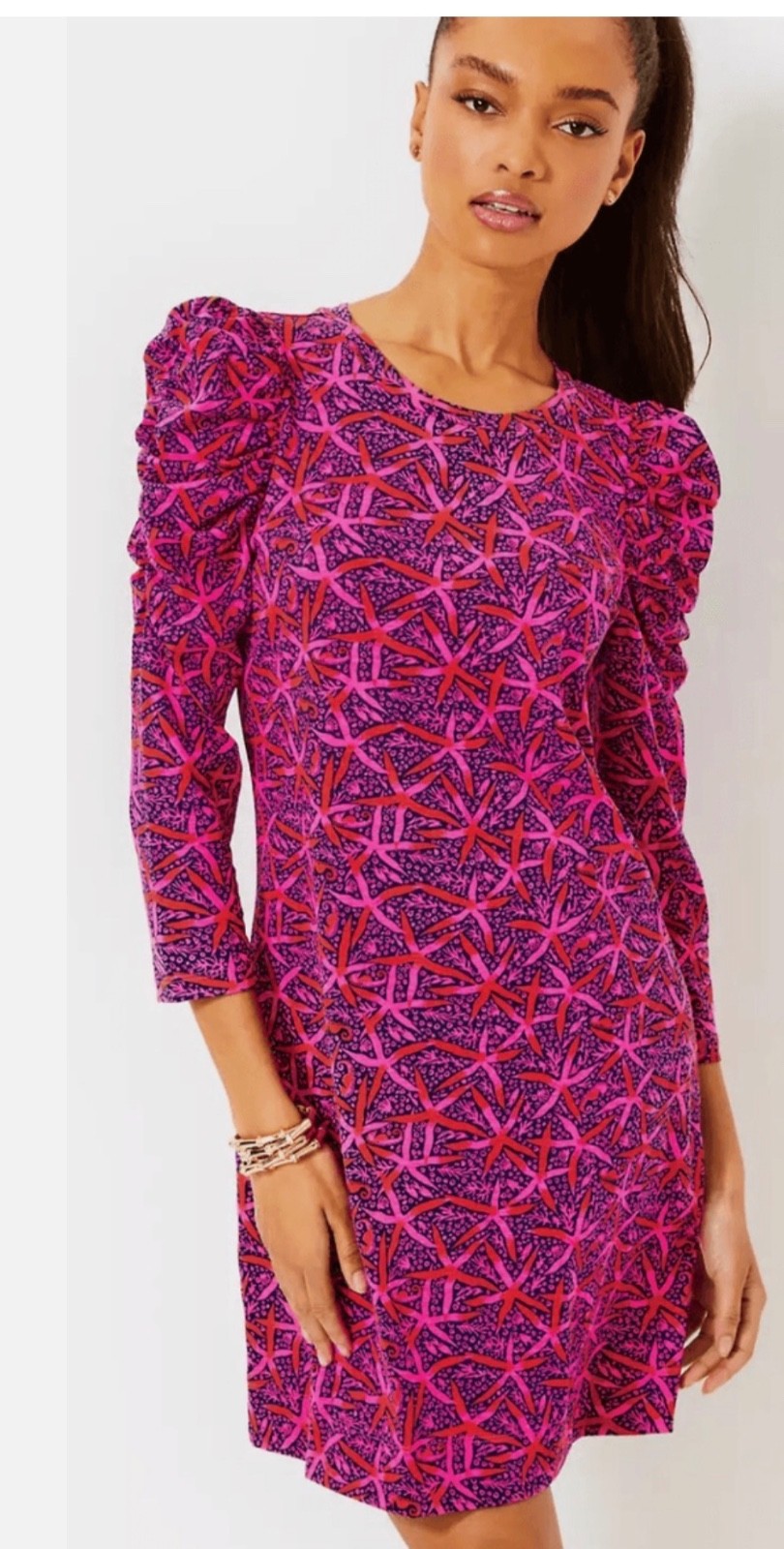 Lilly Pulitzer Steffie Dress in Passion Fruit Pink Star starfish NWt Size Small