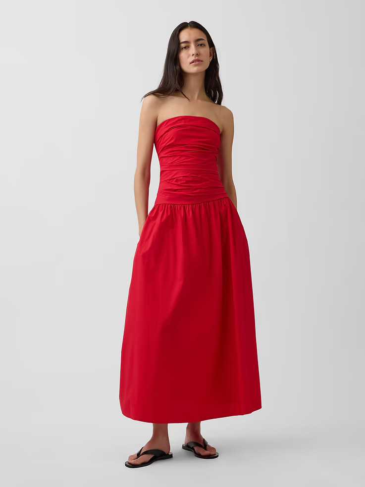 GAP – Sale – Poplin Drop-Waist Maxi Dress – NEW