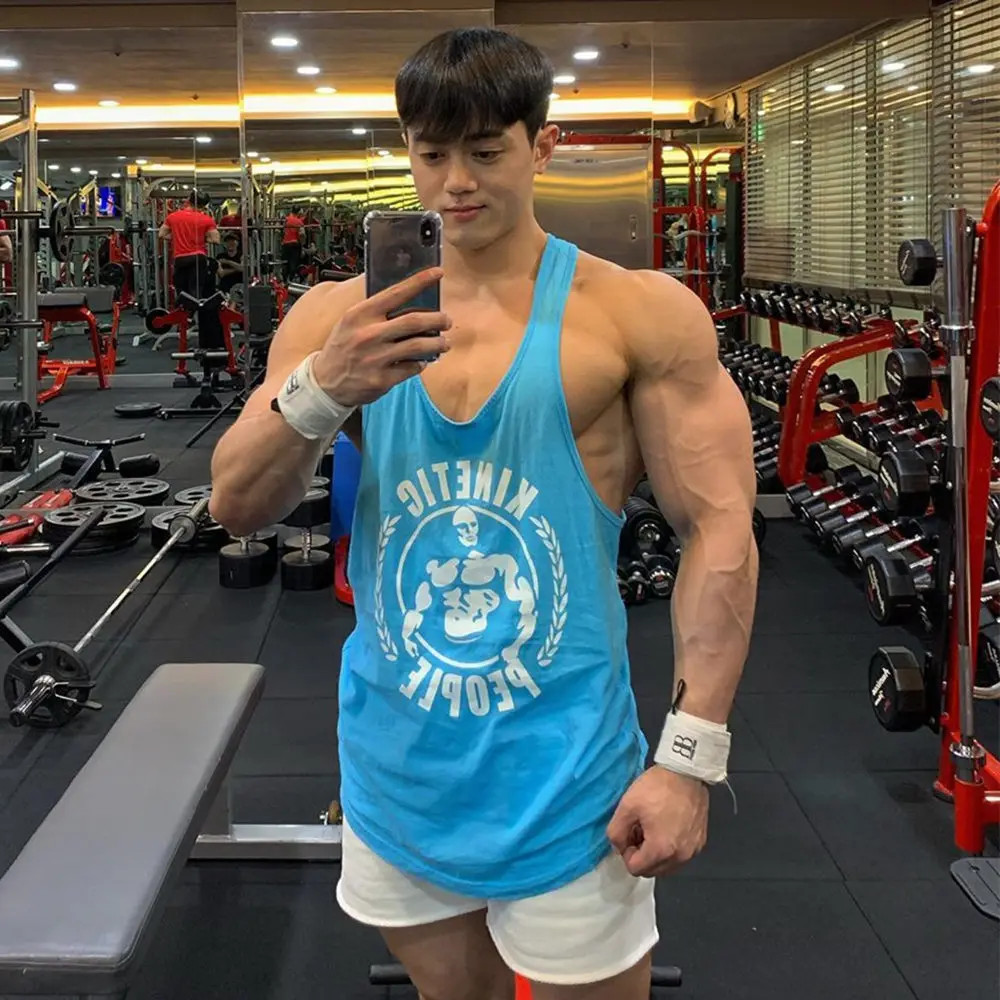 Men’s Gym Stringer Tank Top Cotton Sleeveless Bodybuilding Workout Vest