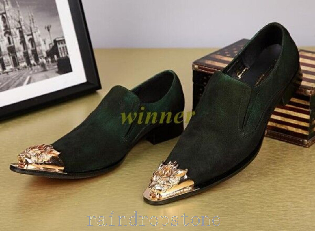 Hot Men’s Dress Formal Shoes Pull on Suede pink Breathable Metal decor Nightclub
