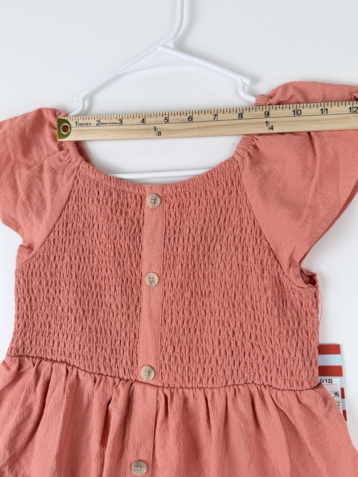Cat & Jack Girl’s Dusty Coral Short Sleeve Smocked Woven Dress Size LARGE(10/12)