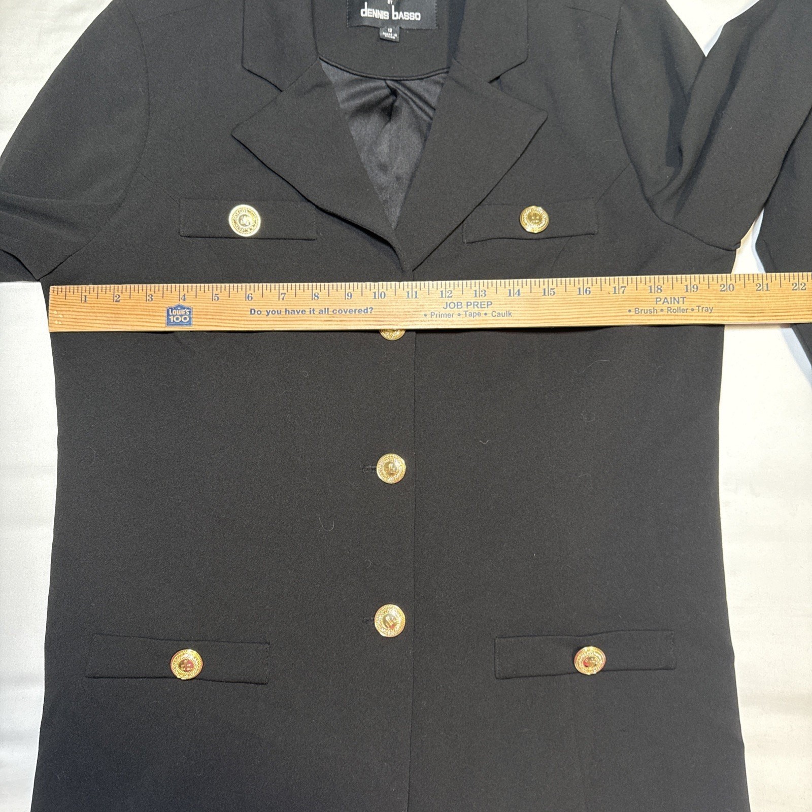 Dennis by Dennis Basso Ponte Knit Lined Blazer Black Mid Length Womens 12 EUC
