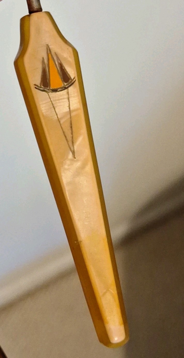 Antique Art Deco Translucent Celluloid & Metal Button/Shoe Hook