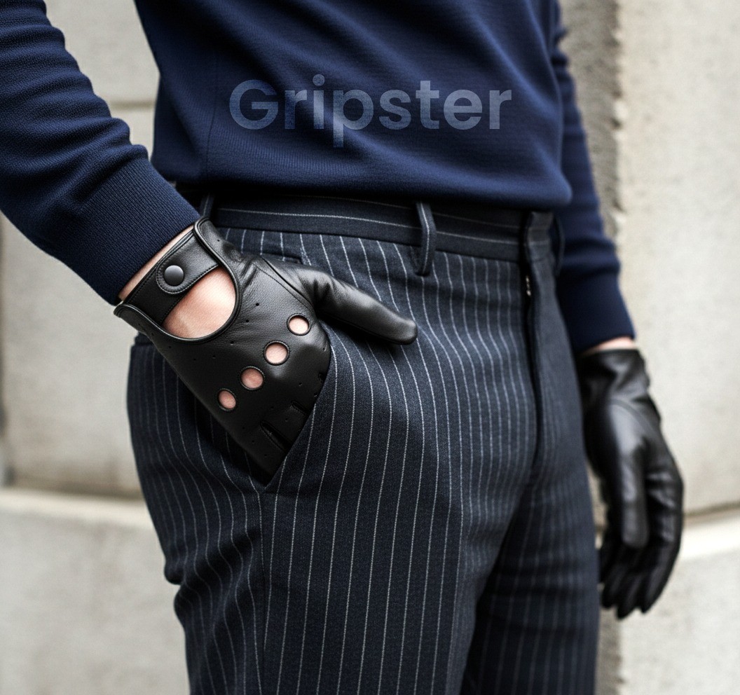 Reverse Stitched Police Driving Gloves Soft Real Leather Car Bike Goat Soft USA