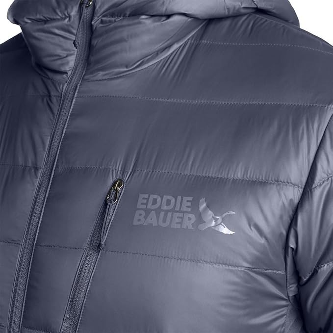 Eddie Bauer 550 Down Puffer Jacket Hooded Gray Mens Extra-Large XL NWT