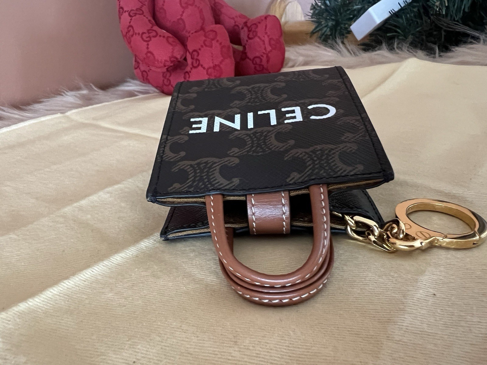 Celine Triomphe Micro Vertical Cabas Bag Charm Keychain Preloved