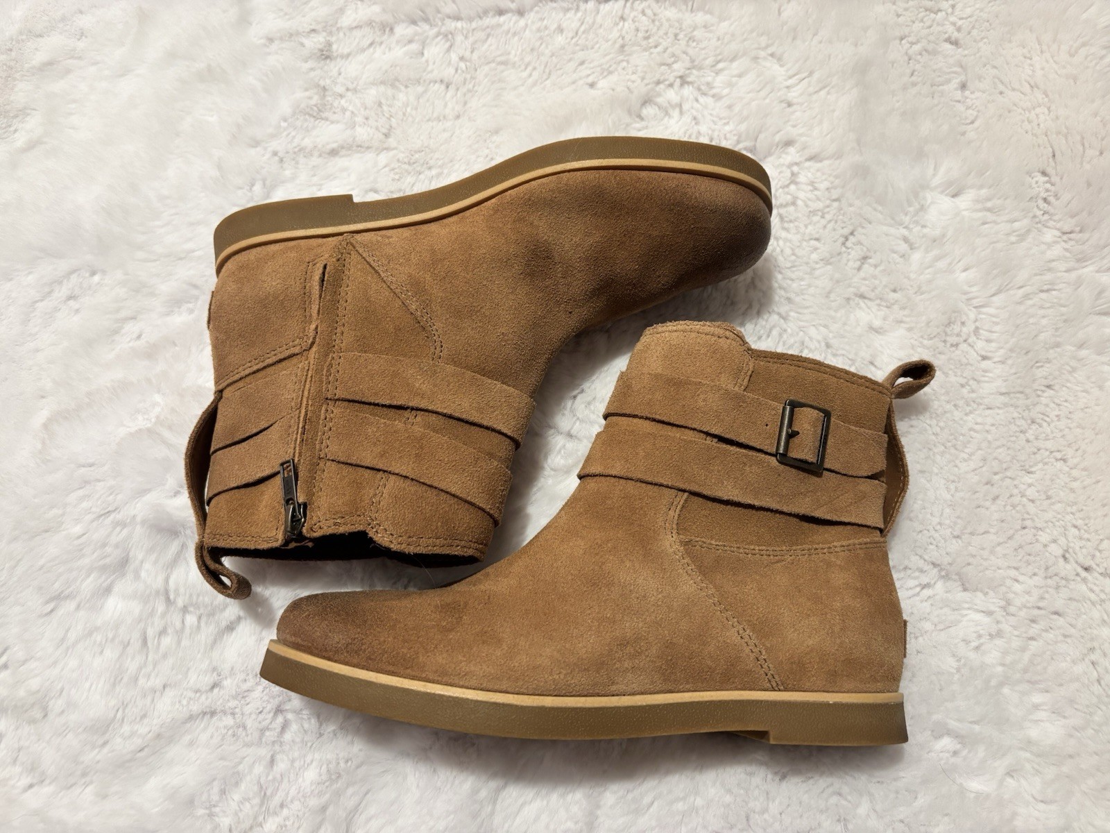 UGG Josefene Ankle Boots Suede Chestnut Brown Straps Size 8 US