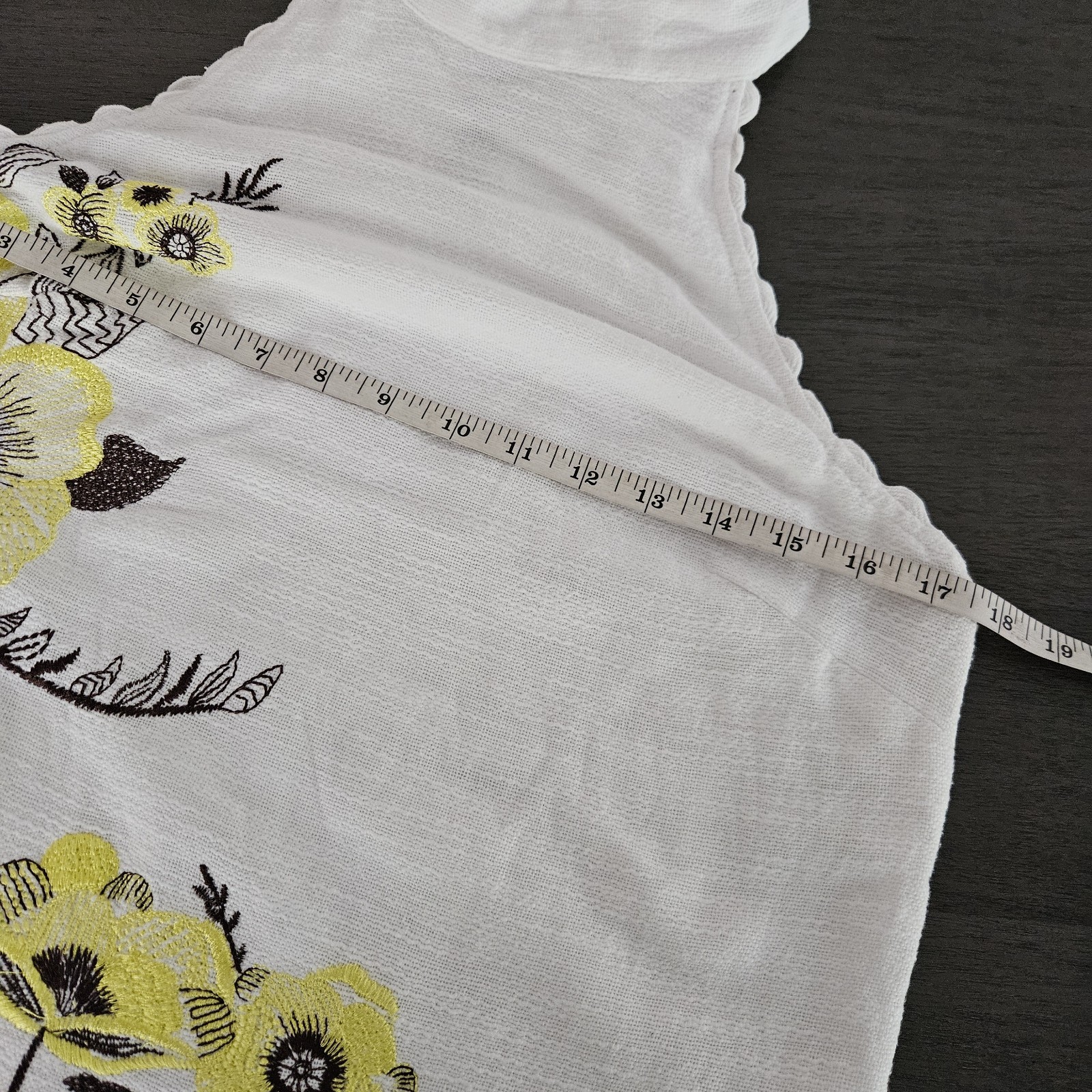 Maeve Anthropologie Yellow Petunia White Embroidered Dress High Neck Cotton Sz 8