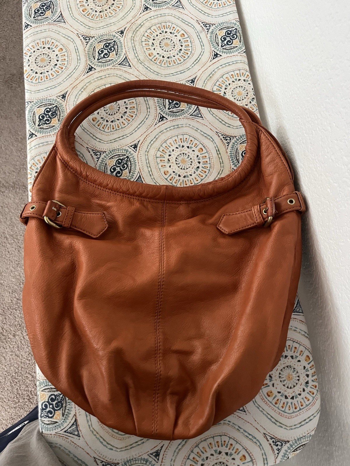 Kenneth Cole Orange Leather Hobo Bag Purse Shoulder Bag