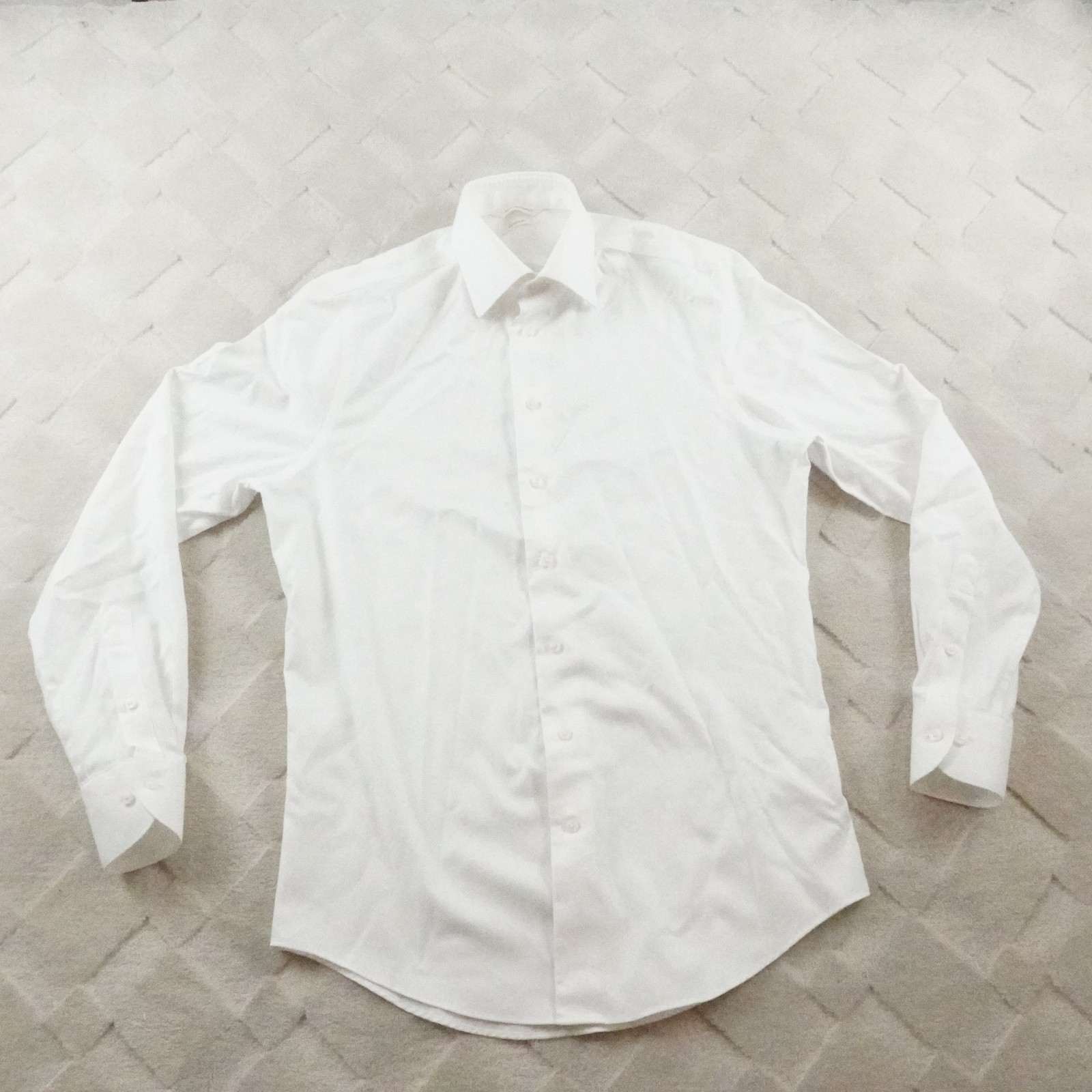 Suitsupply Traveller Dress Shirt Mens 14.5-37 Slim Fit Solid White Button Up L/S