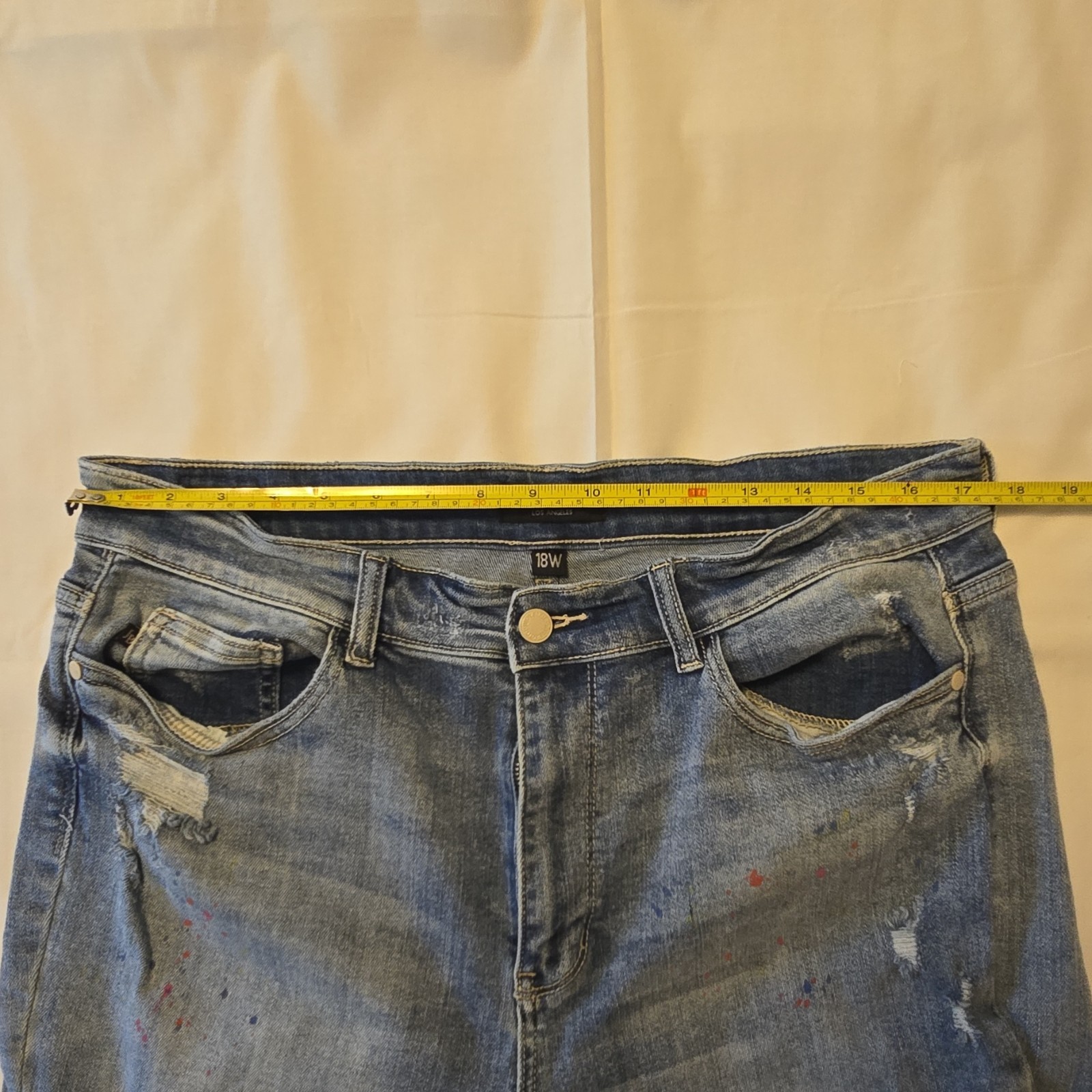 Judy Blue Jeans Boyfriend Fit Distressed Paint Spatter Light Wash Women 18W