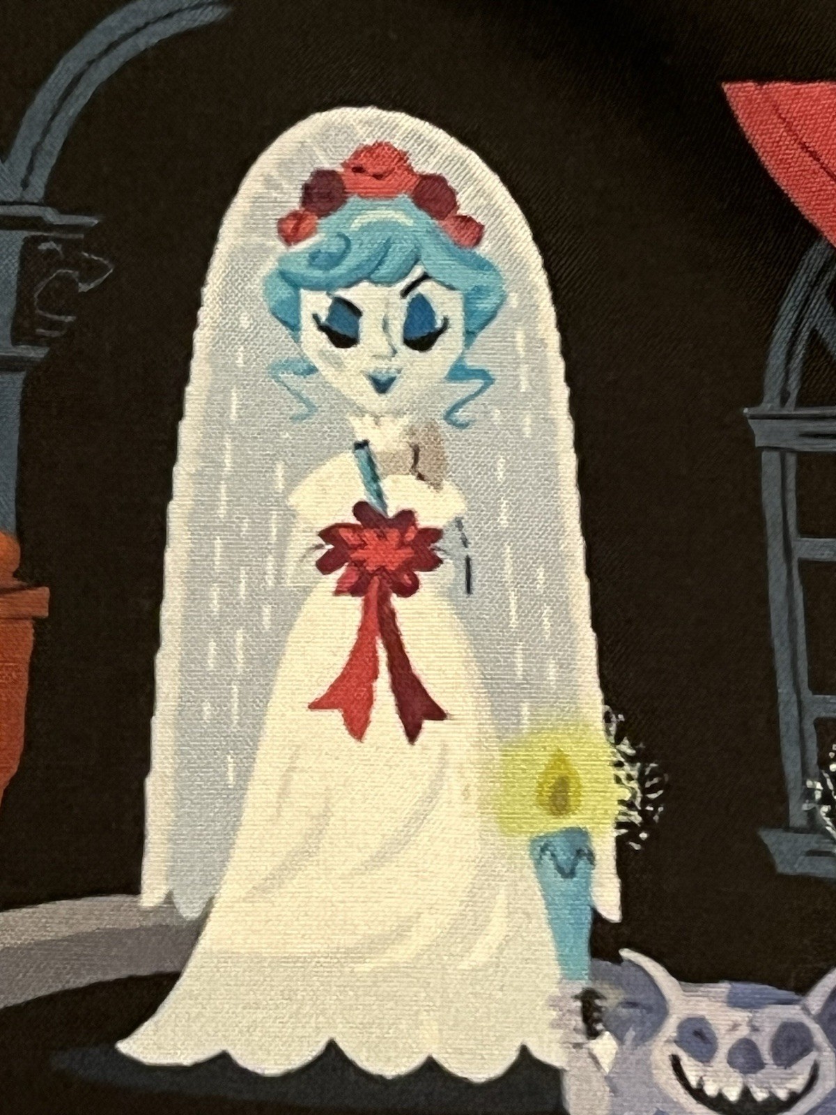 Garment One Mens SS Button Up Haunted Mansion Themed Shirt-Medium-Poly Spandex