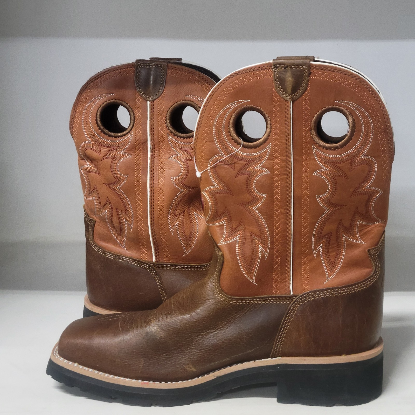 Tony Lama Comanche Compt Toe Boot Brown (LEFT 9.5D / RIGHT 9.5EE)