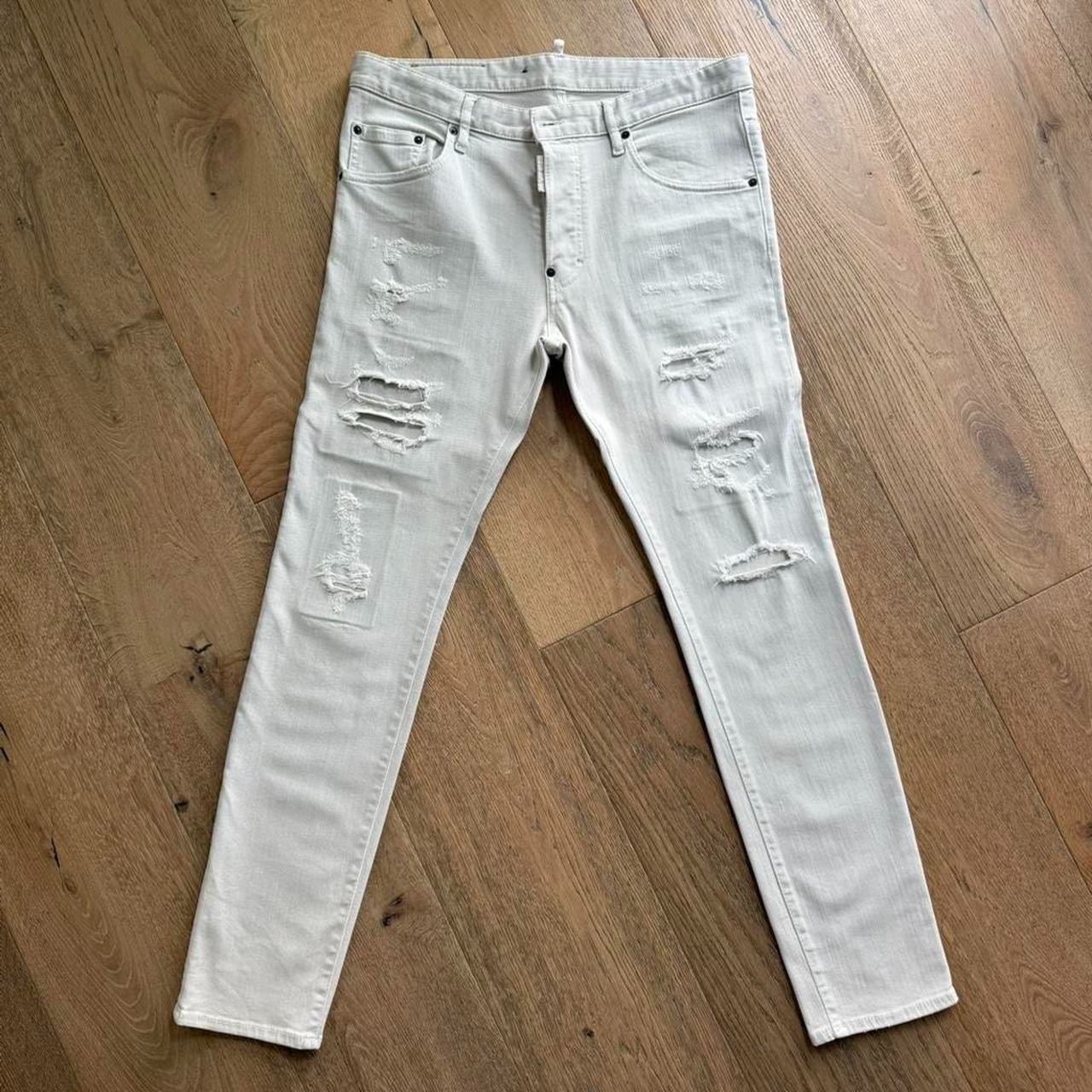 DSQUARED2 Men’s Bone Grey Distressed Jeans | EU 50” = US 34” (waist) | UNWORN!