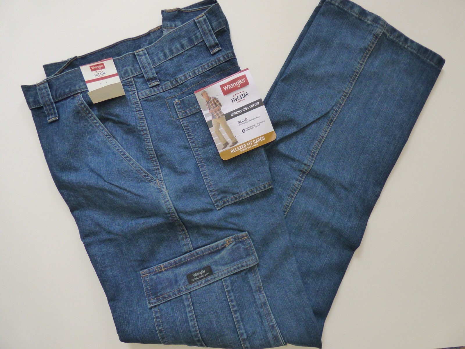 Wrangler Men’s Cargo Jeans 6 Pocket – Relaxed Fit – 1070LGWDS