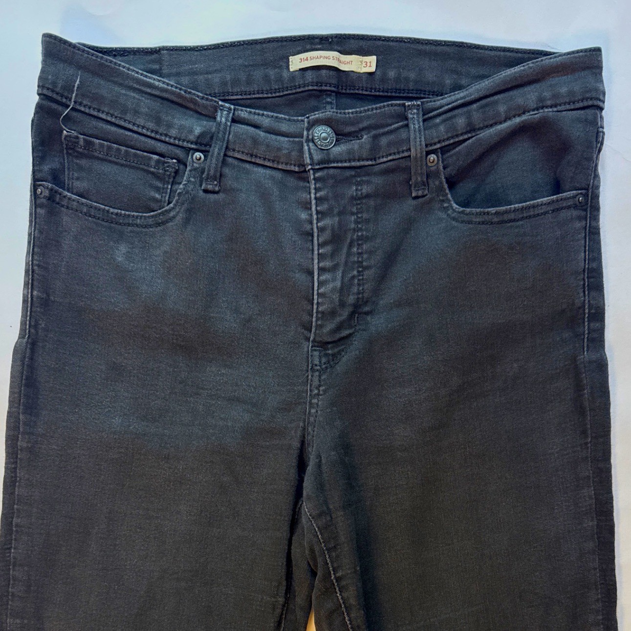 Levis 314 Shaping Straight Jeans Black Womens 31×30 Mid Rise Stretch Denim