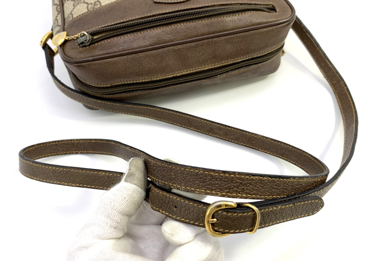 GUCCI VINTAGE Ophidia Shoulder Bag Web Stripe Logo Brown Classic Rare Authentic