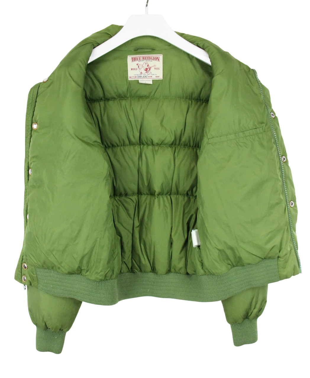 True Religion Down Jacket Mens Large Zip Up High Neck Pockets Lined