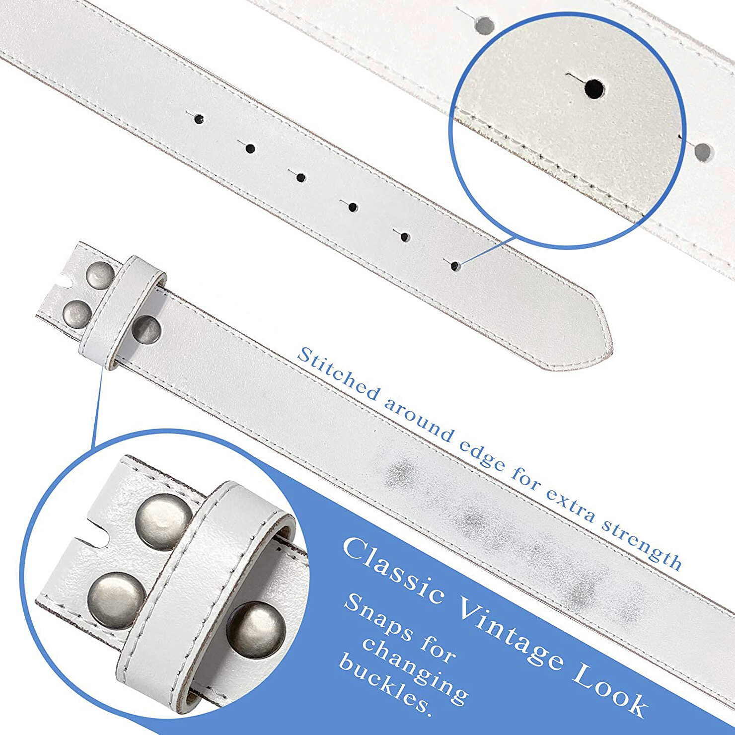 Distressed Casual Jean Replacement Strap Genuine Leather Belt Strap 1-1/2″ Wide