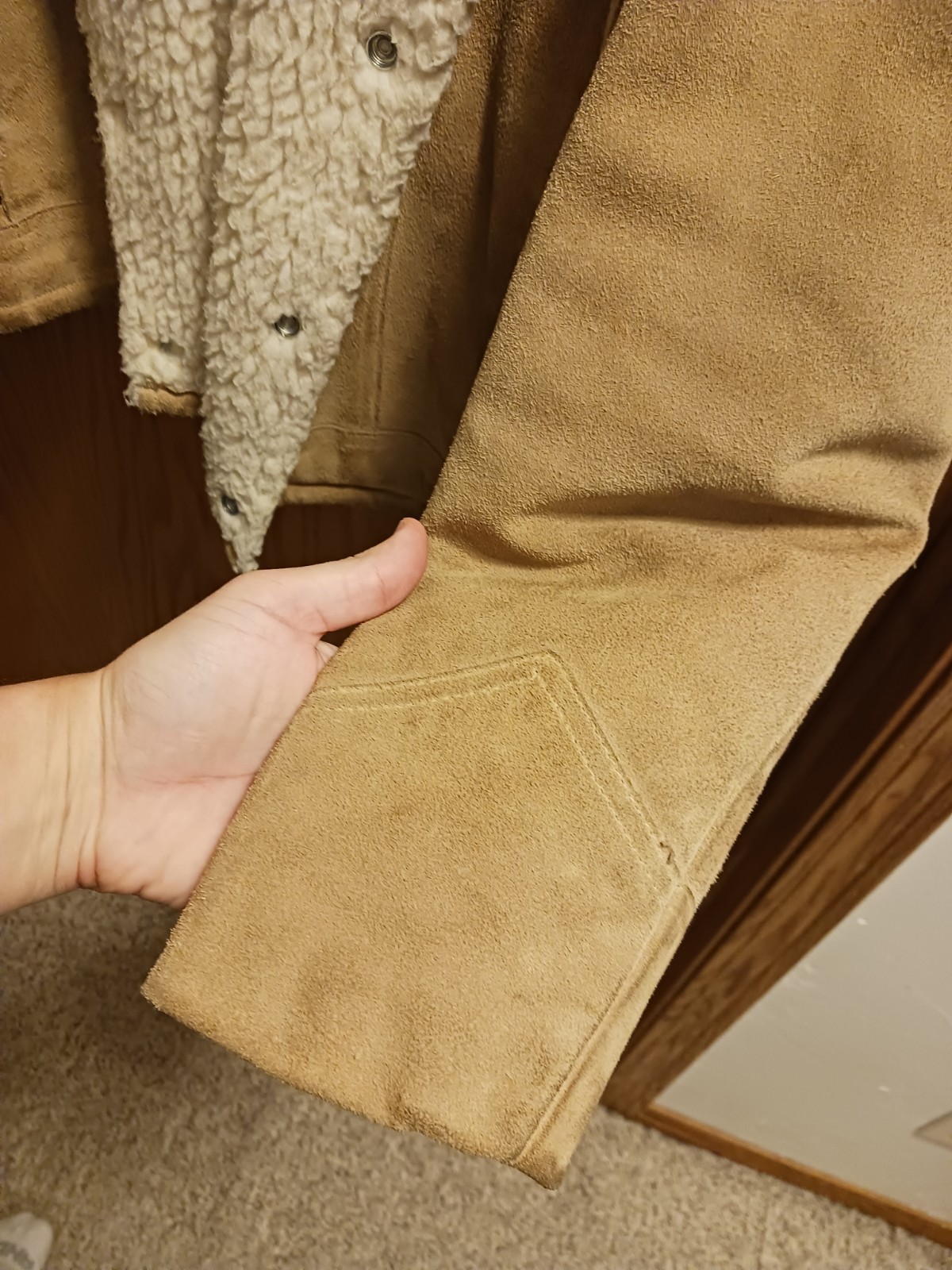 Vintage Levis Suede Cowhide Leather Western Sherpa Jacket Brown Tab Mens L Rare!