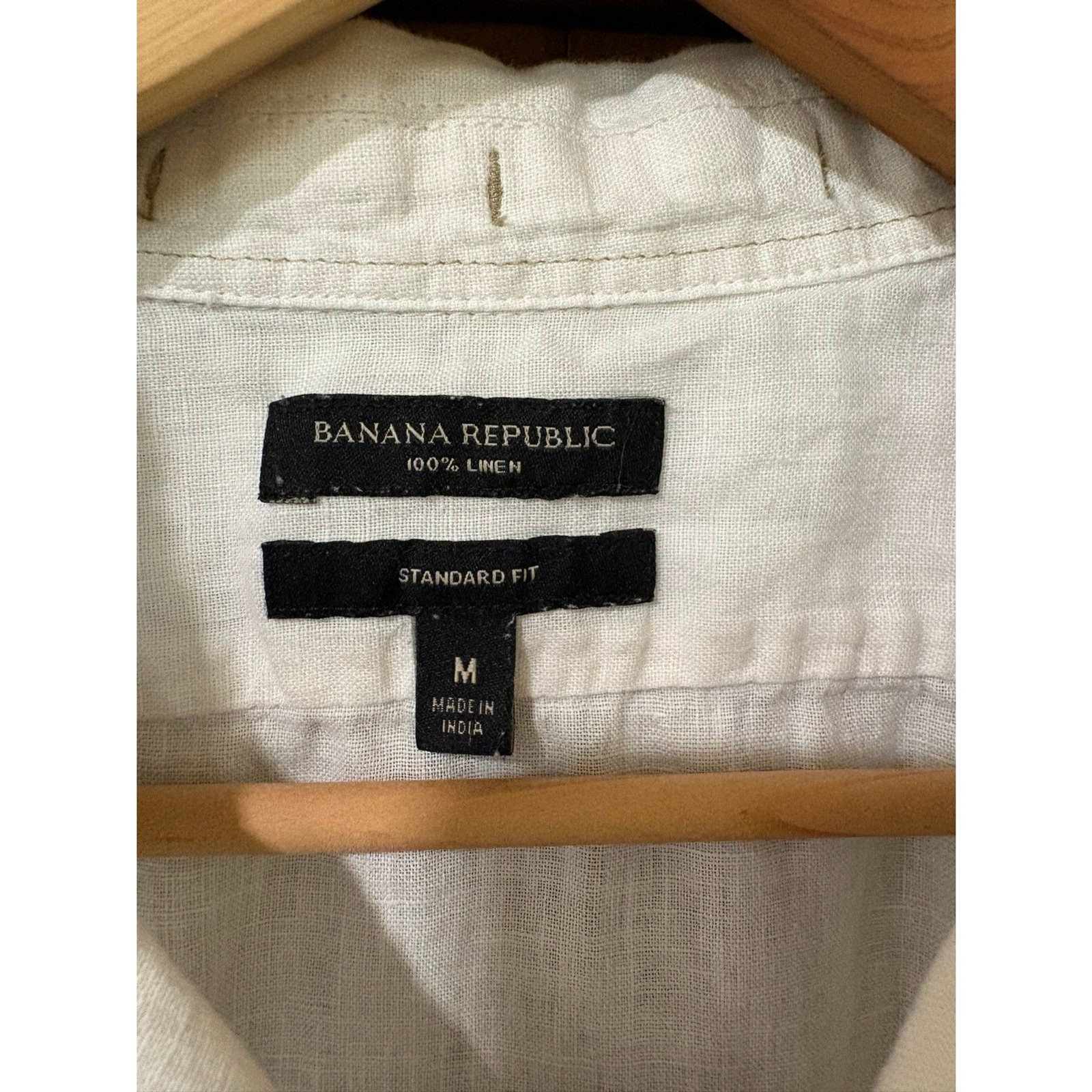 Banana Republic White Linen Camp Collar Shirt Medium
