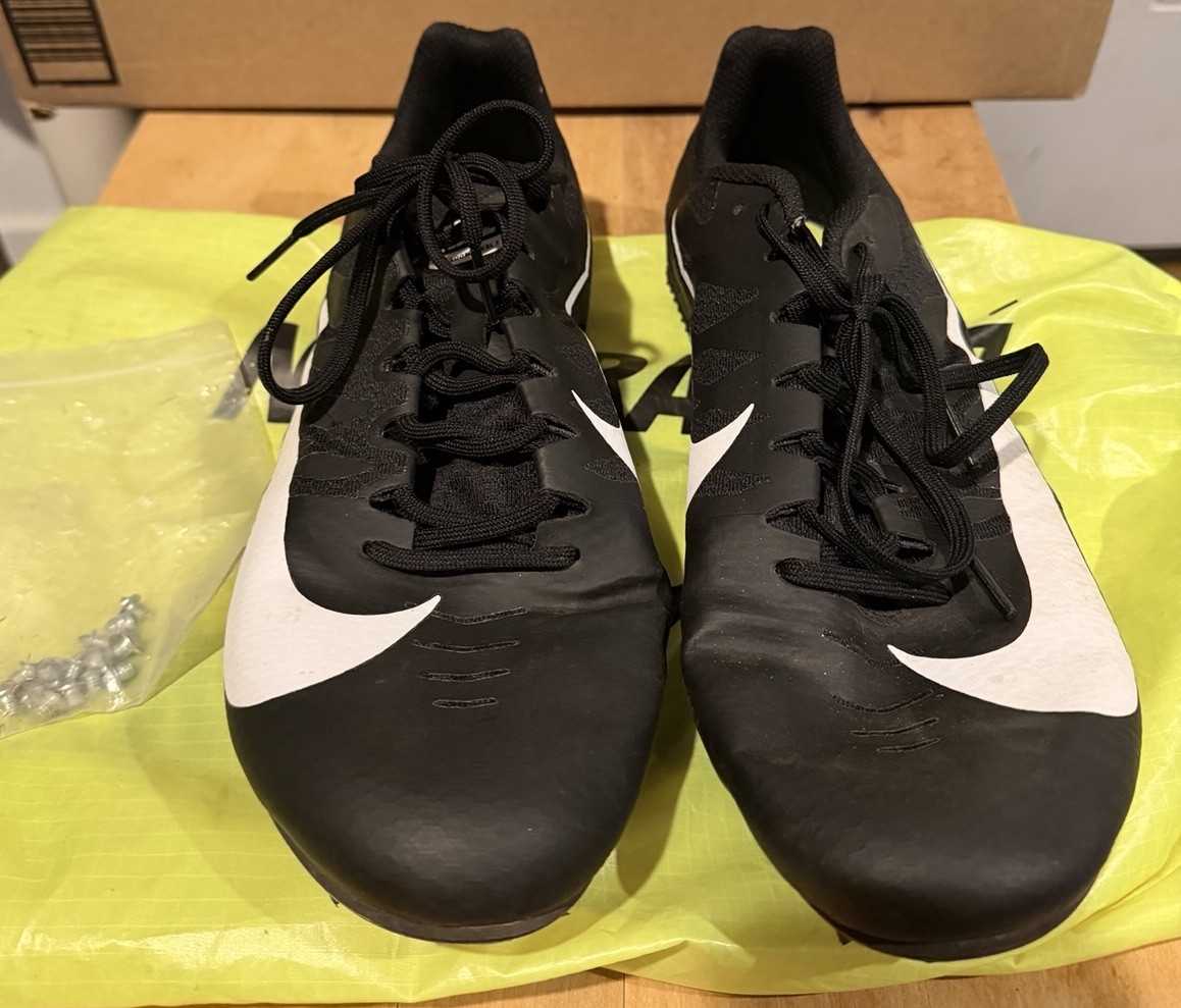 Nike Zoom Rival S 9 Track & Field Spikes Black/White Lace-Up Low Top Sz 11 Men’s