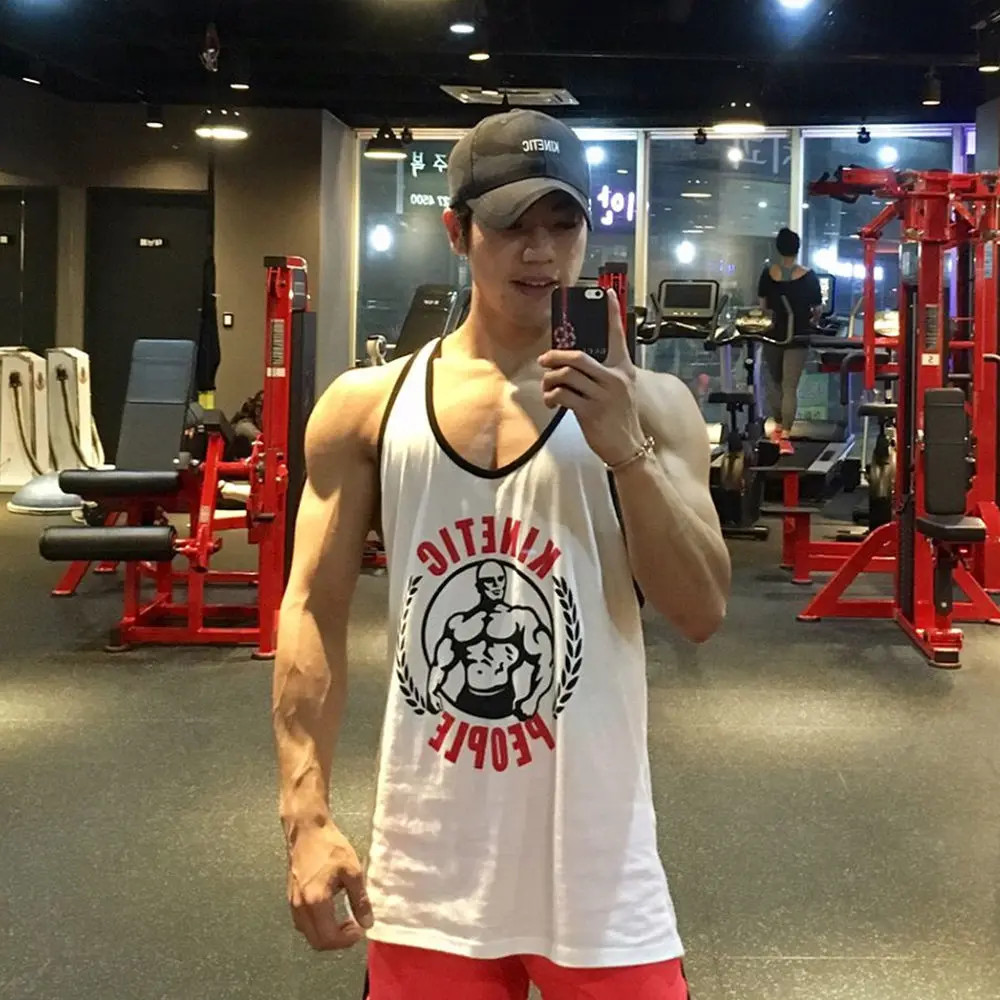 Men’s Gym Stringer Tank Top Cotton Sleeveless Bodybuilding Workout Vest
