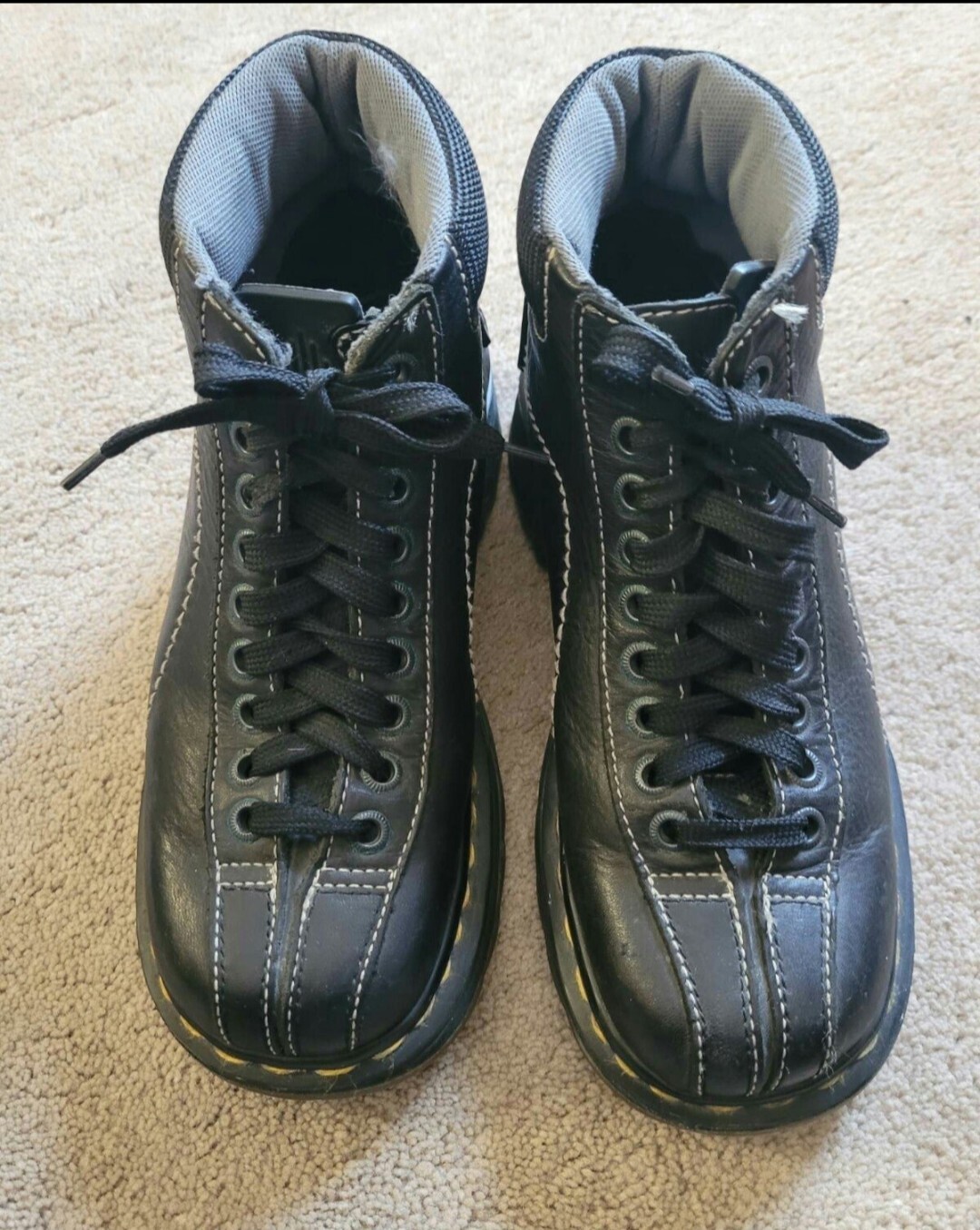 Vintage Unisex Dr. Martens Black Leather Combat Boots Size US (M) 6 (W) 8