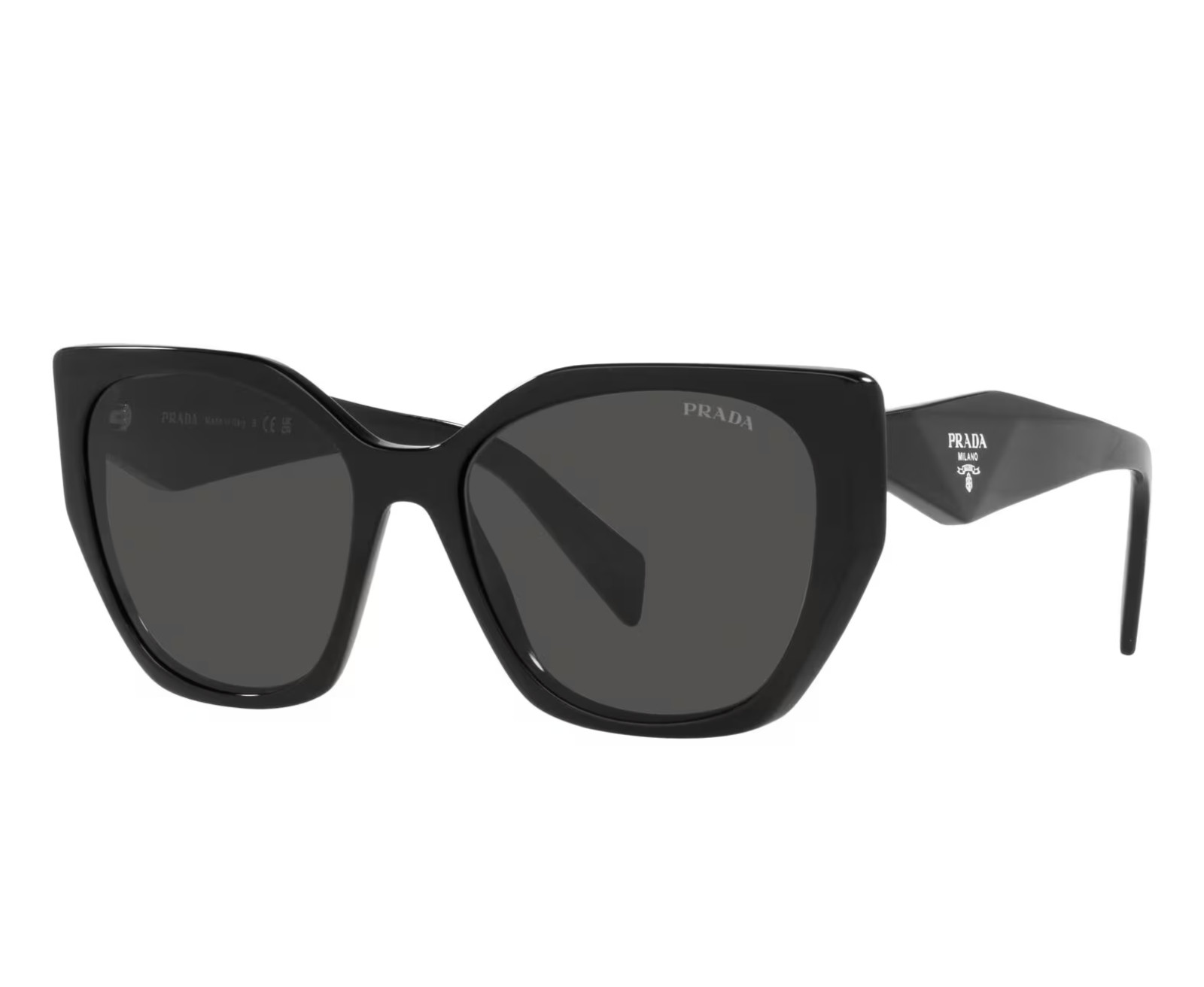 Prada PR19ZS 1AB5S0 Rectangle Sunglasses in Black/Gray Lens 100%