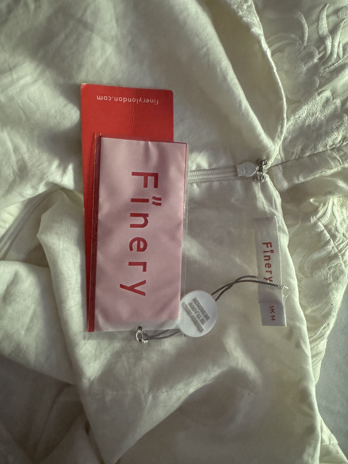 Finery Ivory/White Silk & Cotton Dress, Fully Lined, Size 14,Brand New With Tags