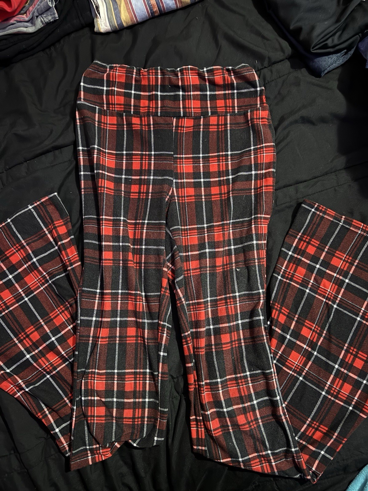 No Boundaries Pull-On Plaid Leggings Pants Red/Black/White S/CH 3-5