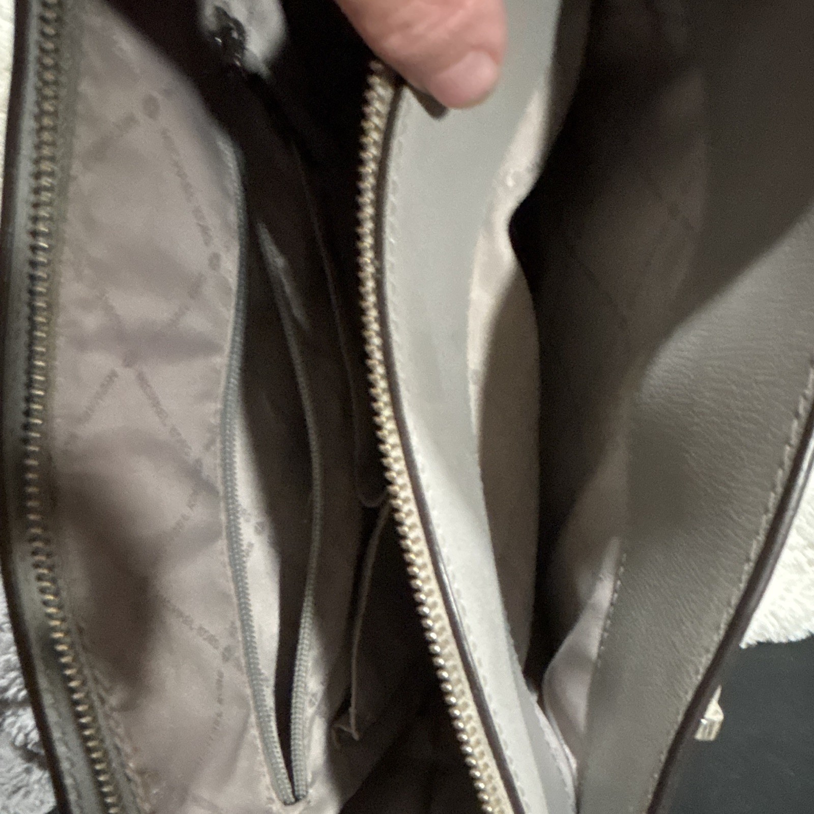 Michael Kors Gray Solid Satchel Top Handle Zip Detachable Strap Inner Pockets