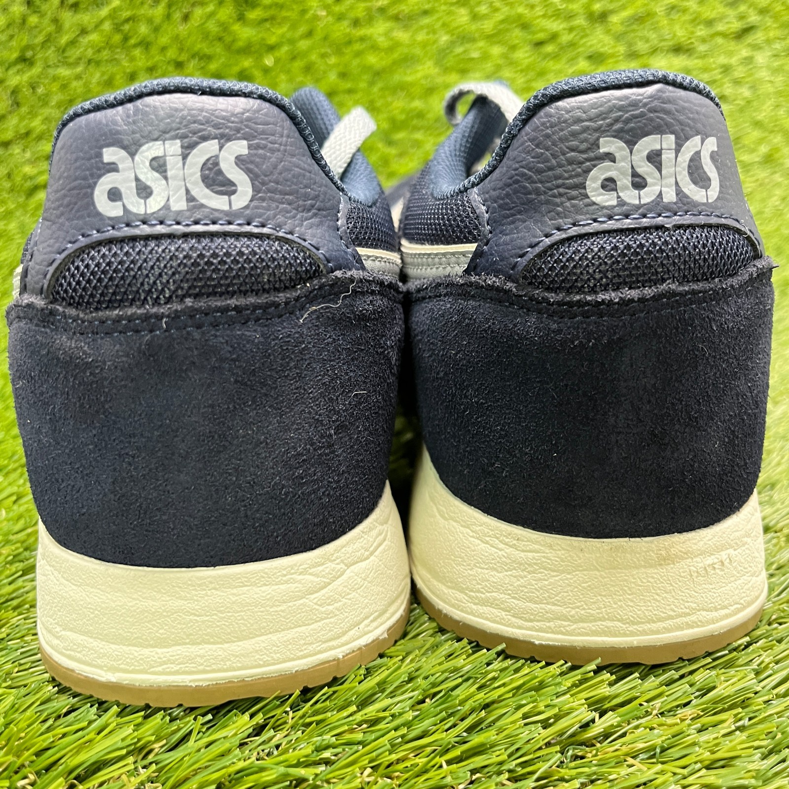 Asics Lyte Classic Mens Size 12 Navy Gray White Athletic Running Shoes Sneakers