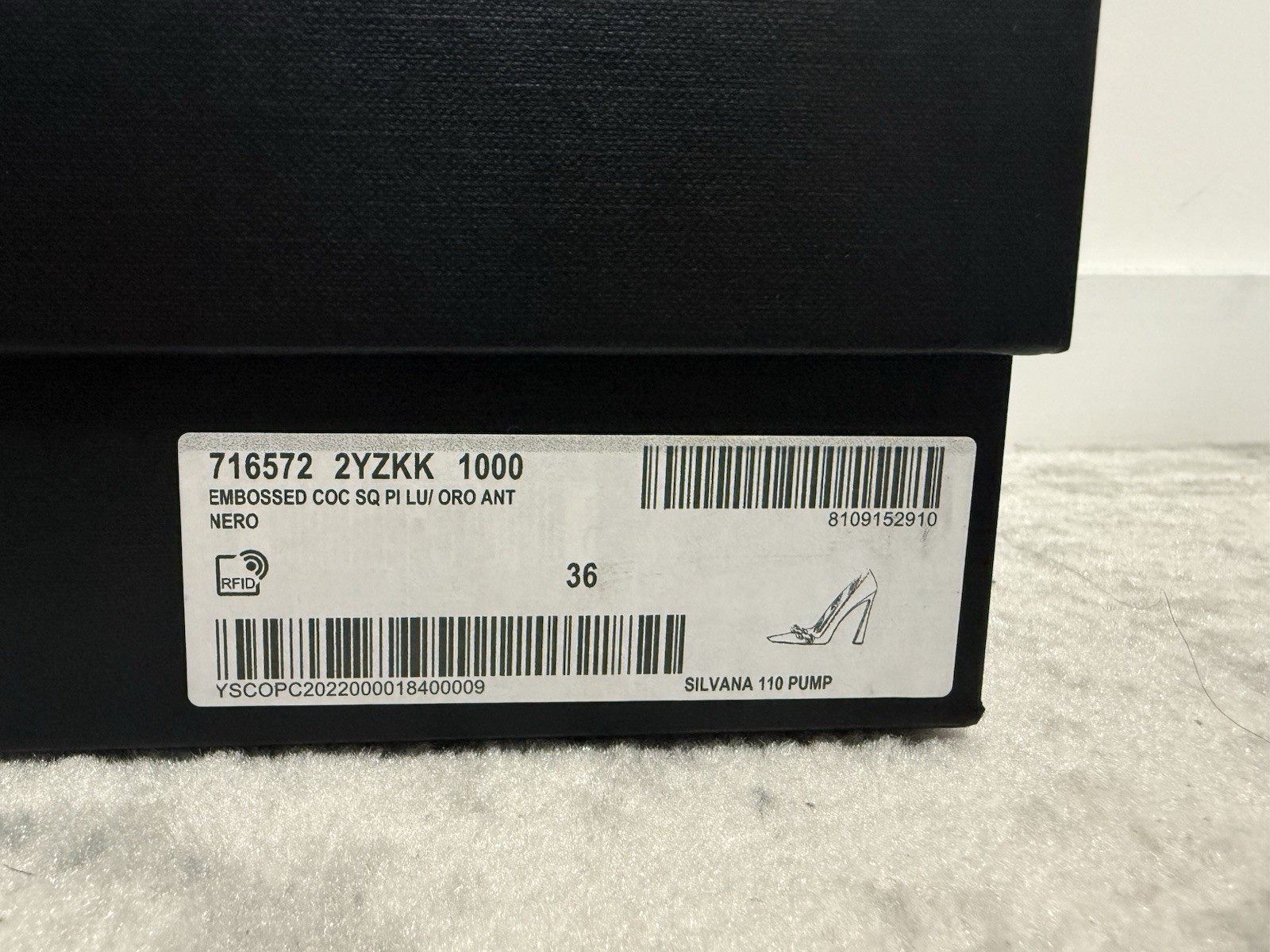 Saint Laurent Silvana 110M Chain Pumps – Embossed Patent – Size 36 EU / 6 US