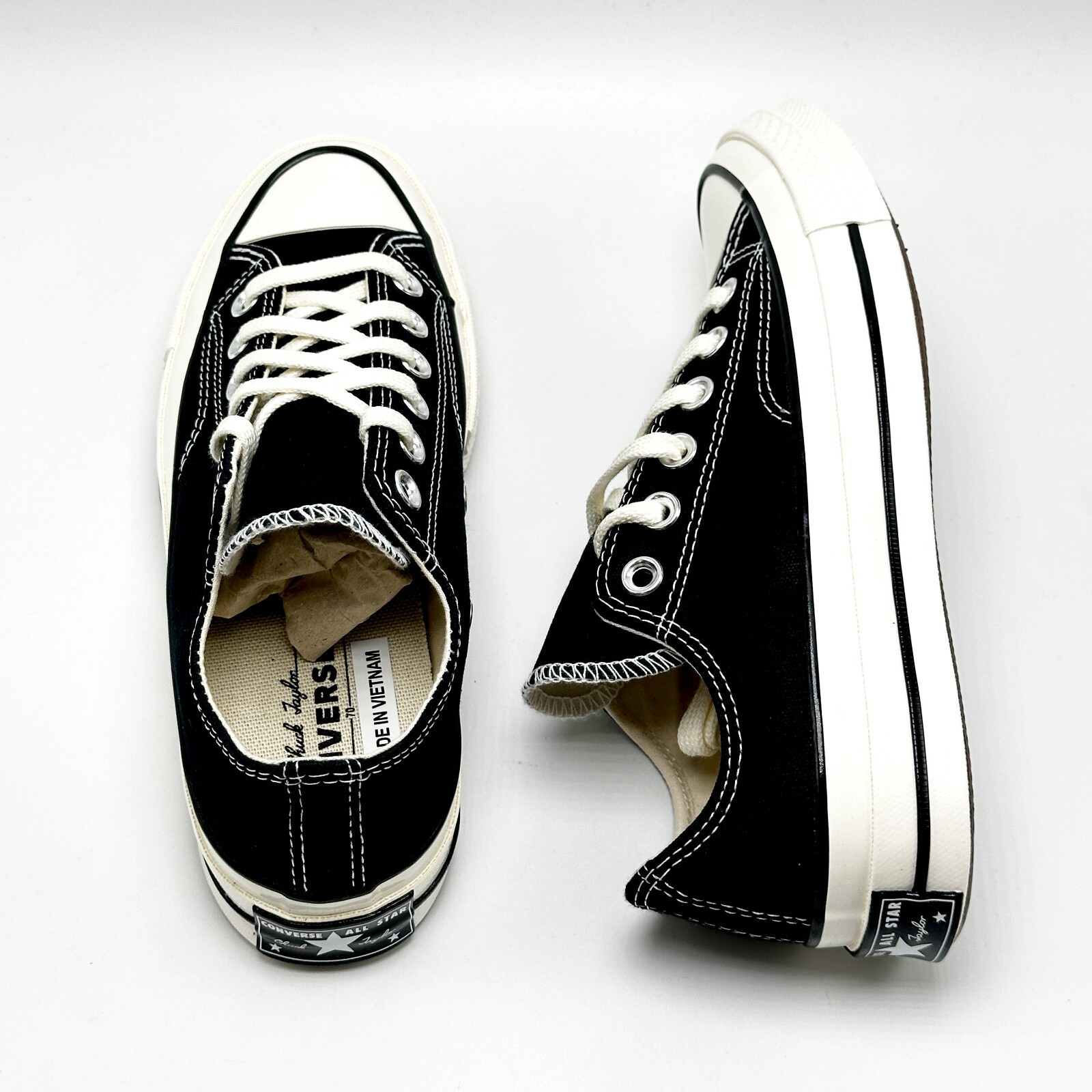 *NEW* Unisex CONVERSE Chuck 70 OX Canvas Low Top BLACK / WHITE (162058C)