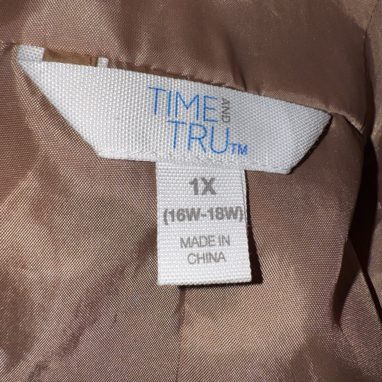 Time&Tru Women’s 1X Hooded Utility Jacket Zipup Button Hooded Khaki Windbreaker
