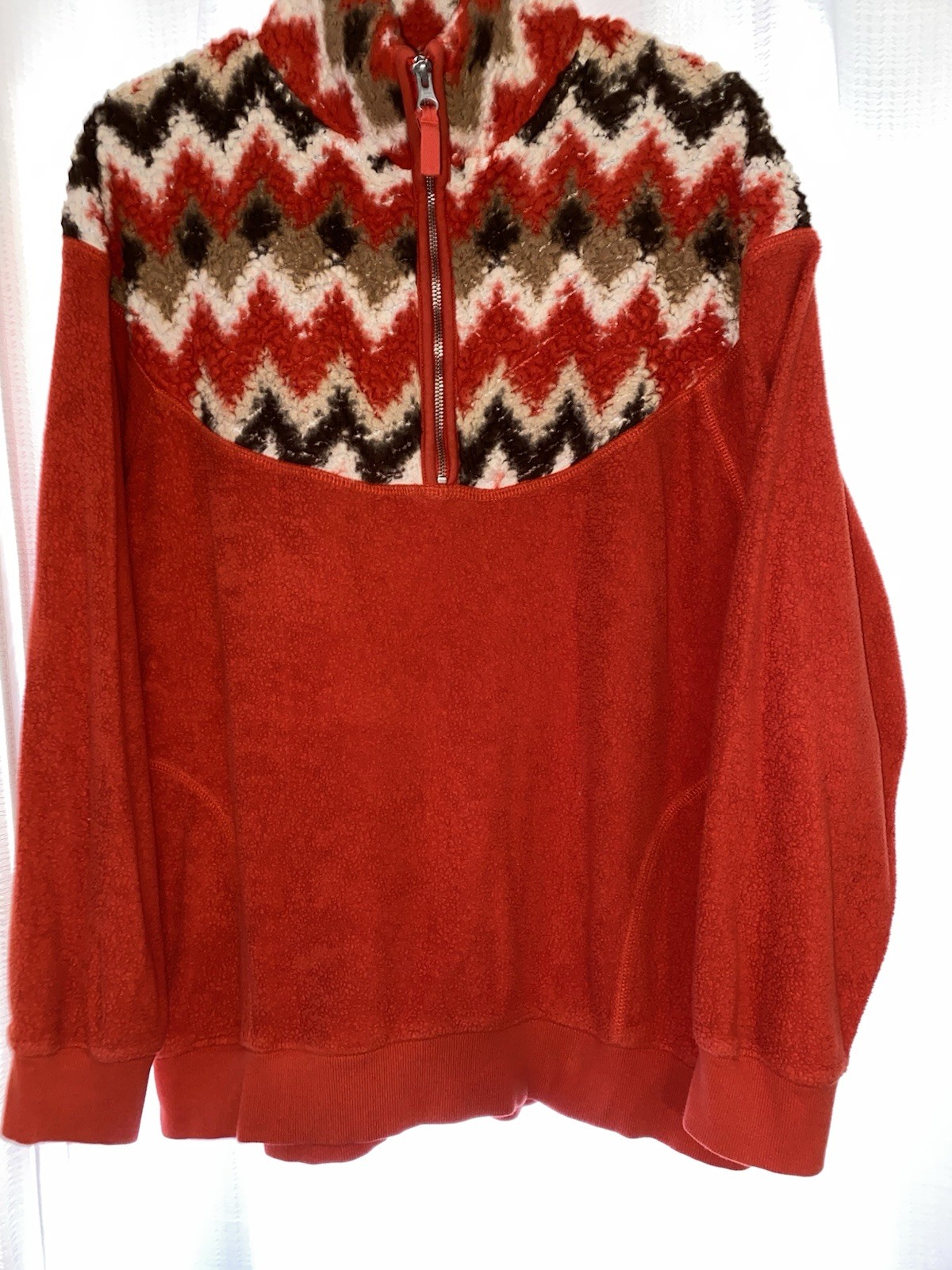 Aerie Love This Moment Womens Chevron Fleece 1/4 Zip Mock Neck Sweatshirt Medium