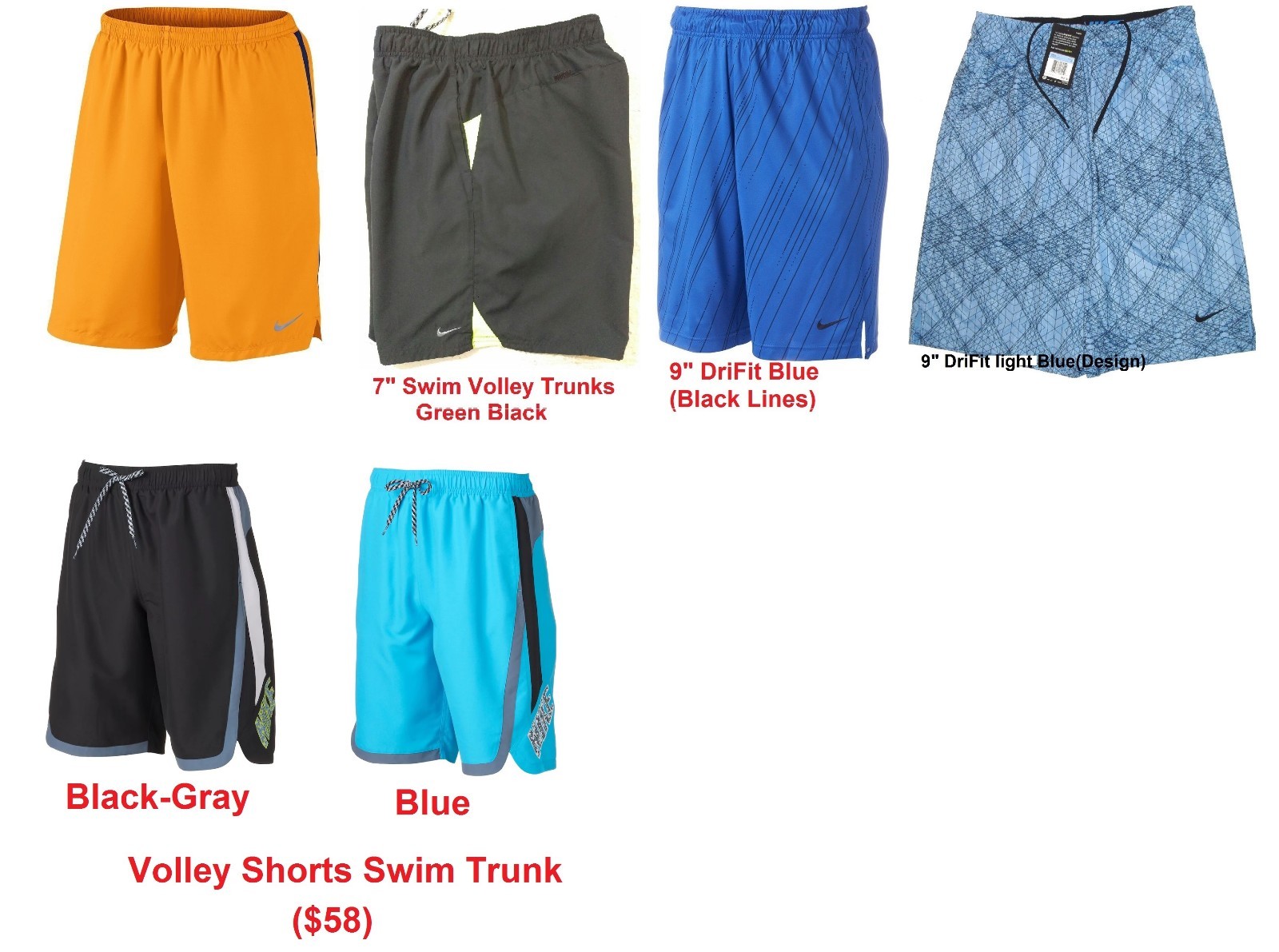 Nike Dri-Fit Men’s Swim Training Running Basketball Athletic Shorts M L XL XXL