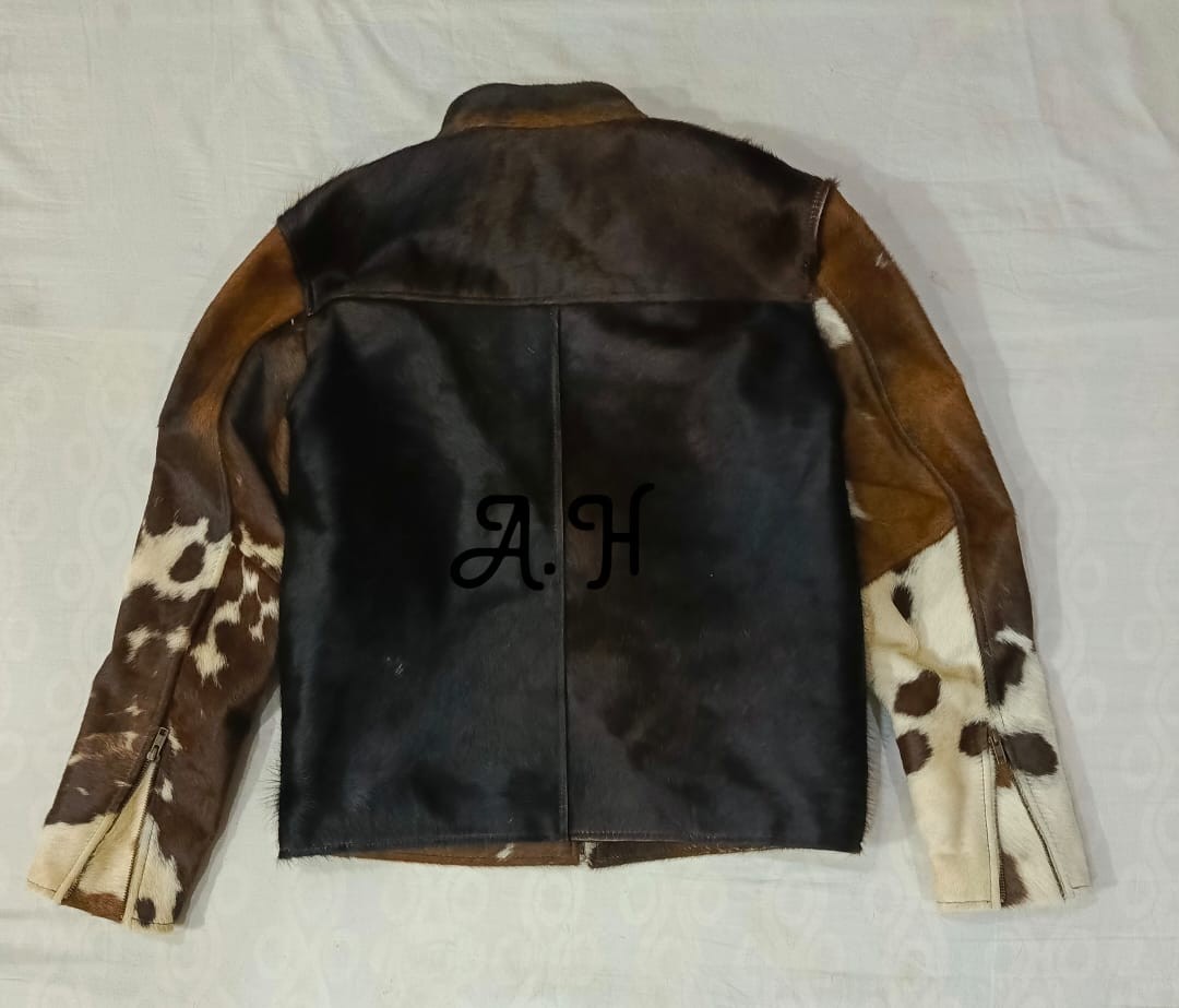Vintage Western Cowhide Jacket with Real Hair-on Pony Skin And Cow Print Jacket