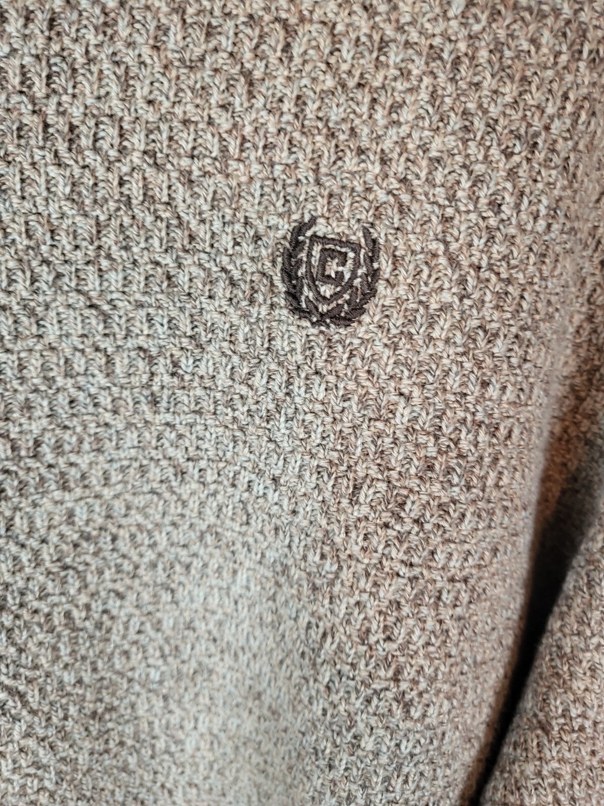 Chaps Mens Cardigan Sweater Henley Elbow Pads Size XL Tan