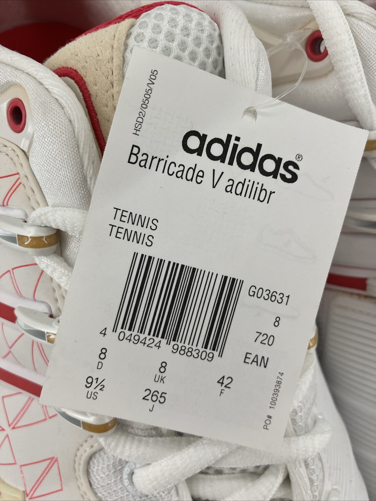 Size 9.5 WOMENS ADIDAS BARRICADE V TENNIS PICKLEBALL SNEAKERS SHOES G03631