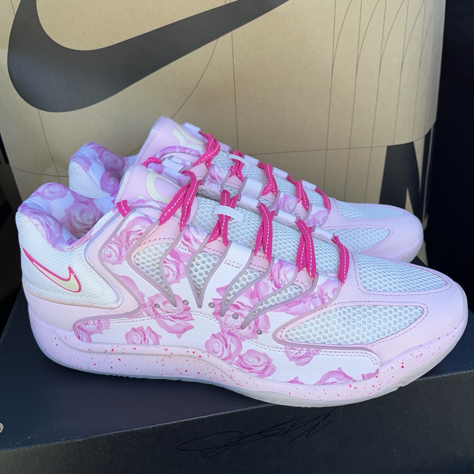NEW Nike KD 18 NRG Aunt Pearl Size 12.5 Mens Pearl Pink Floral NBY HV1997-600