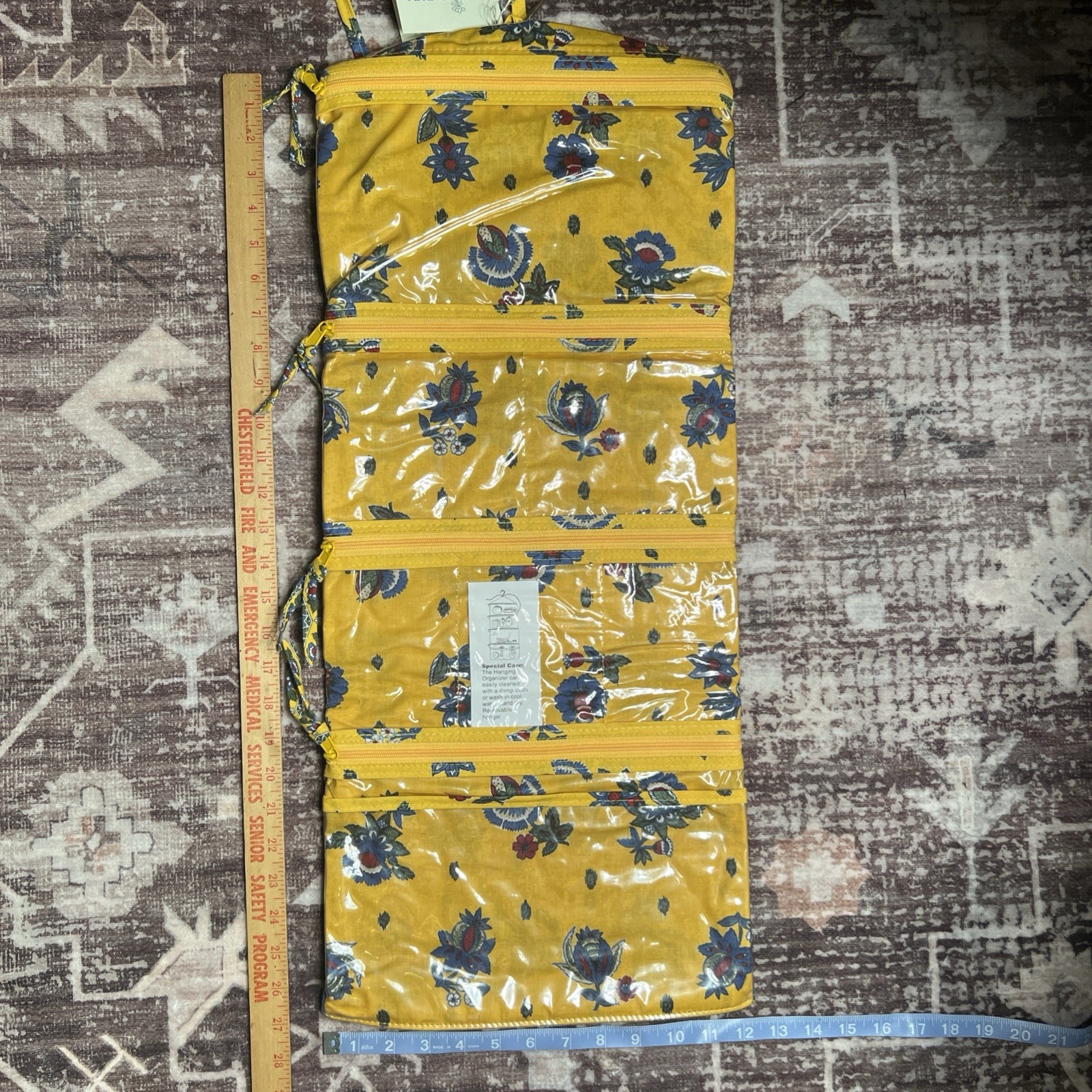 Vera Bradley 100% Cotton Feminine Floral French Yellow Hanging Organizer USA