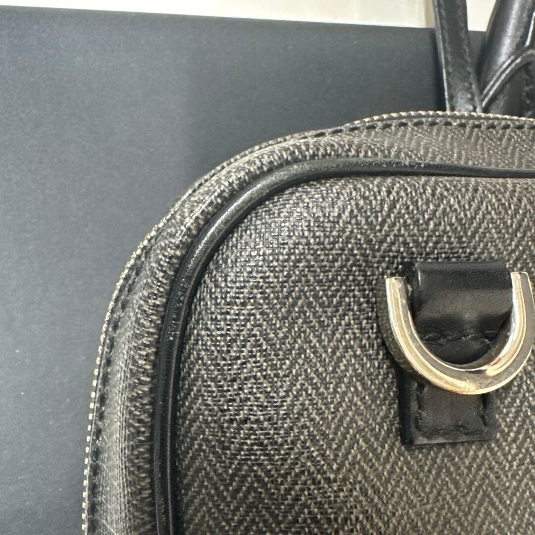 BVLGARI Mens Gray PVC Leather Business Briefcase Bag Padlock Name Tag Auth
