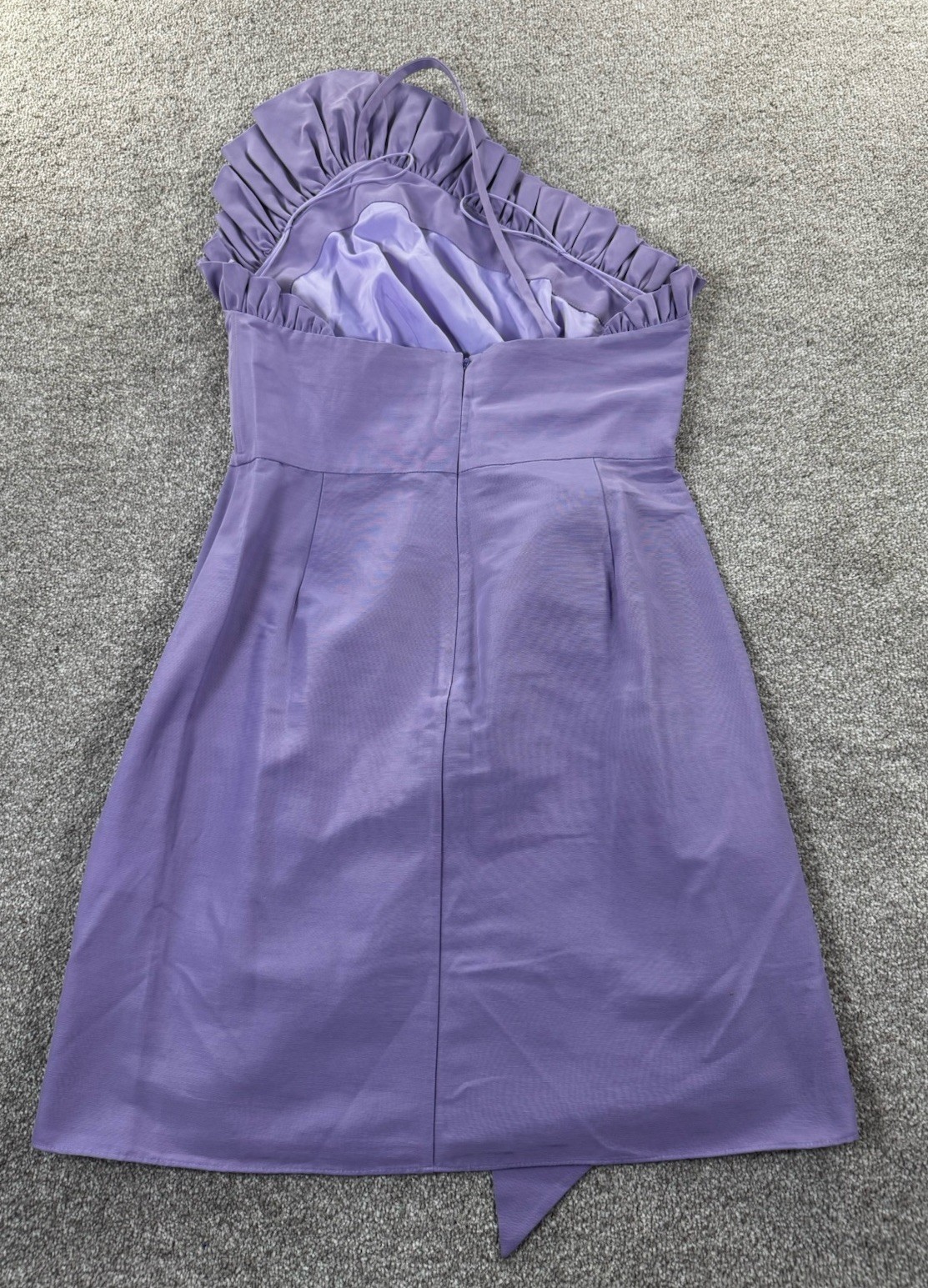 Delphine New York Purple One Shoulder Ruffle Bow Mini Dress 2 Zip Lined