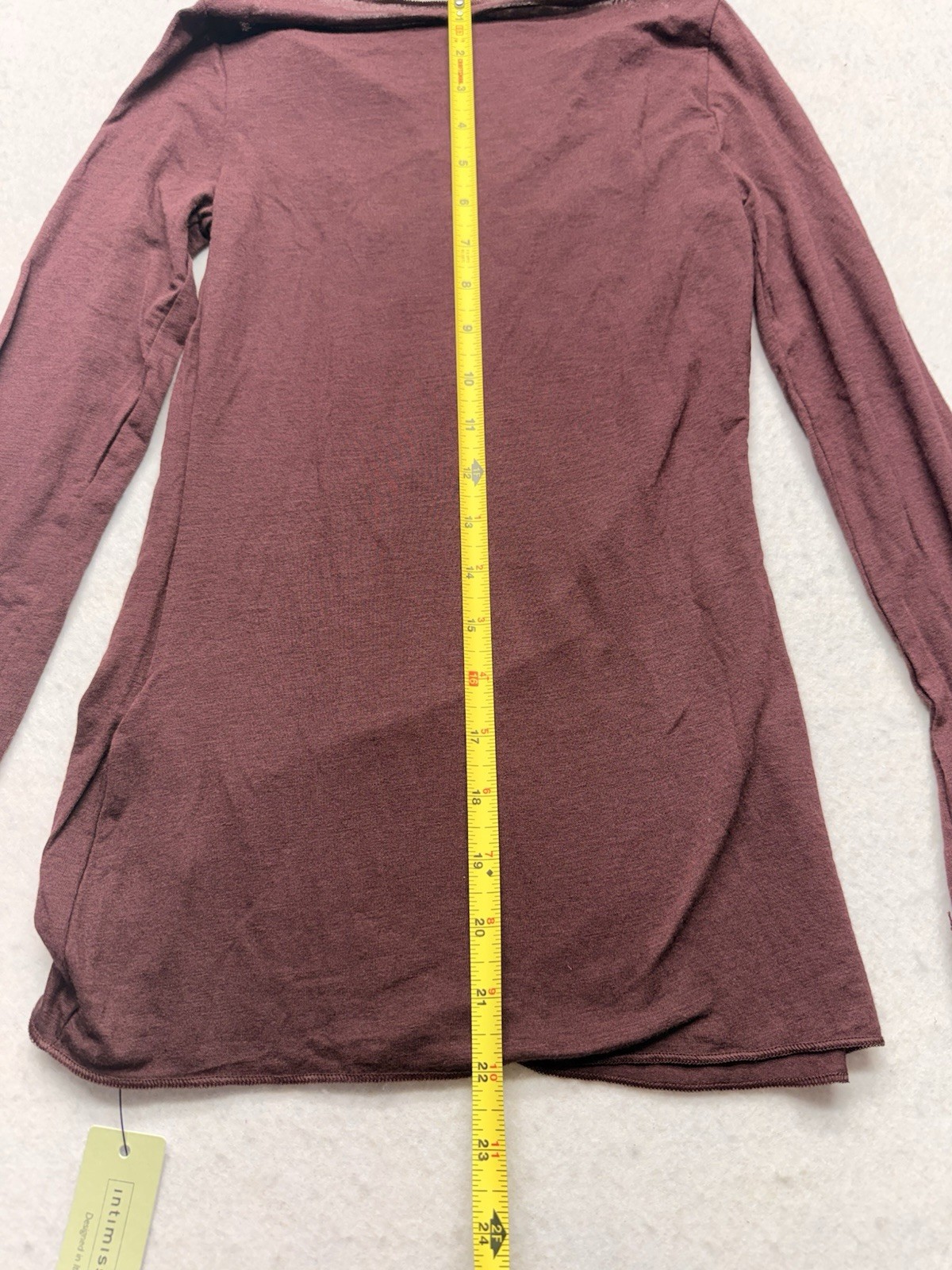 Intimissimi Ultralight Cashmere Lace Long Sleeve Shirt Size S Dark Burgundy NWT