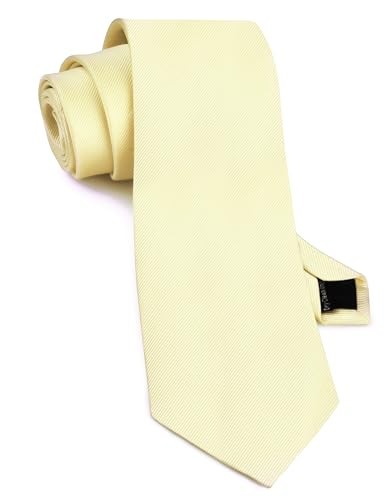Classic New 3.15″（8cm） Men’s Solid Color Necktie Wedding Business Light Yellow