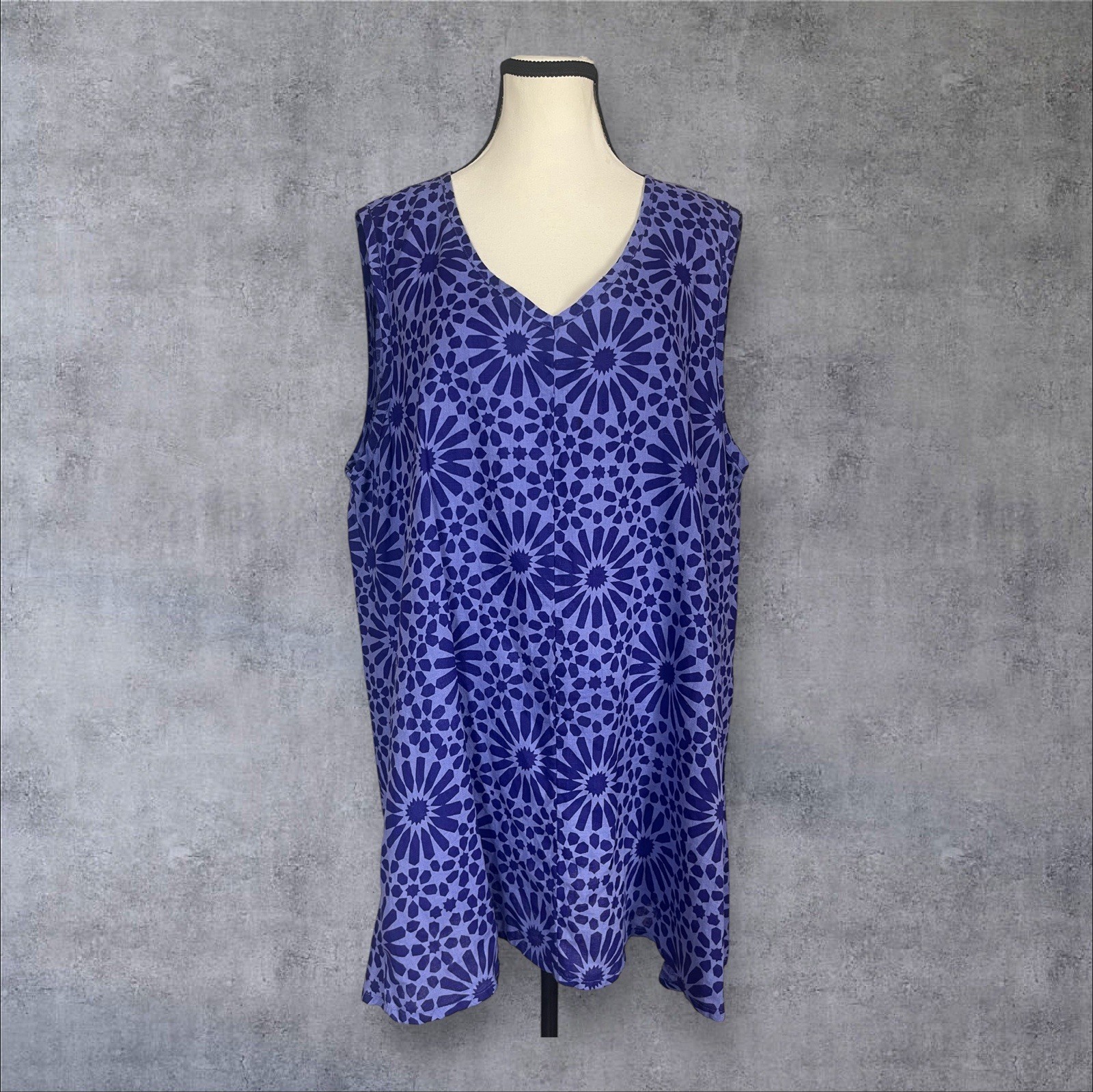 FLAX Designs Purple Flourish Linen Pullover Tank Top Womens L Laganlook Beach