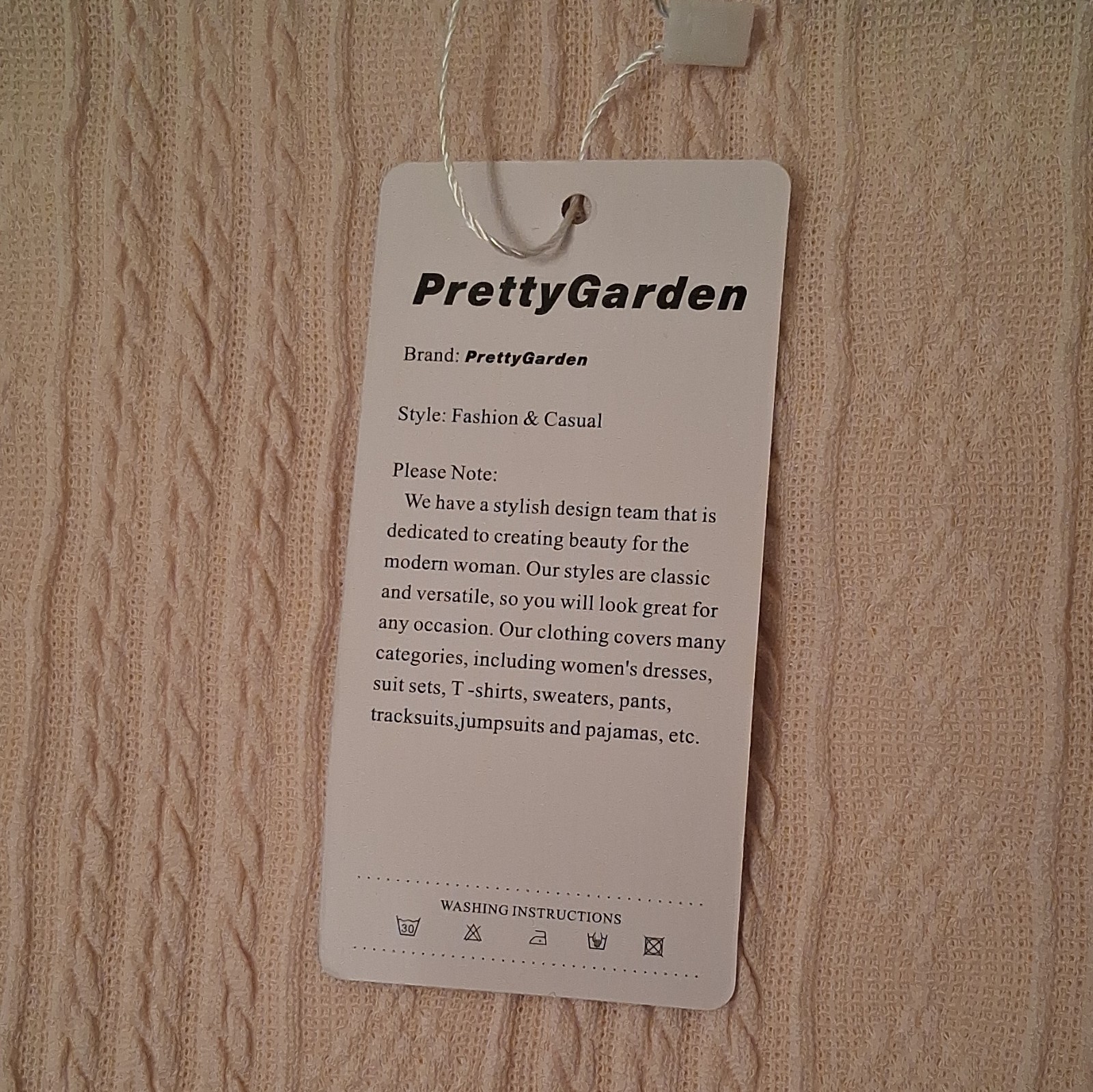Prettygarden Ivory Solid Round Neck Long Sleeve Knit Ruffle Peplum Blouse M