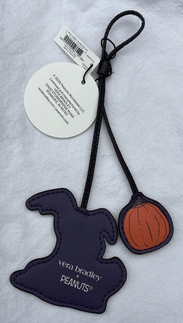 Vera Bradley Peanuts Snoopy Woodstock Bag Backpack Charm Halloween w Pumpkin NWT